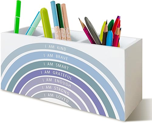 Vista 27 de Portaplumas y portálápices Play All Day para consejero escolar, oficina, aula, escritorio, You Are Brave, organizador motivacional de portaplumas