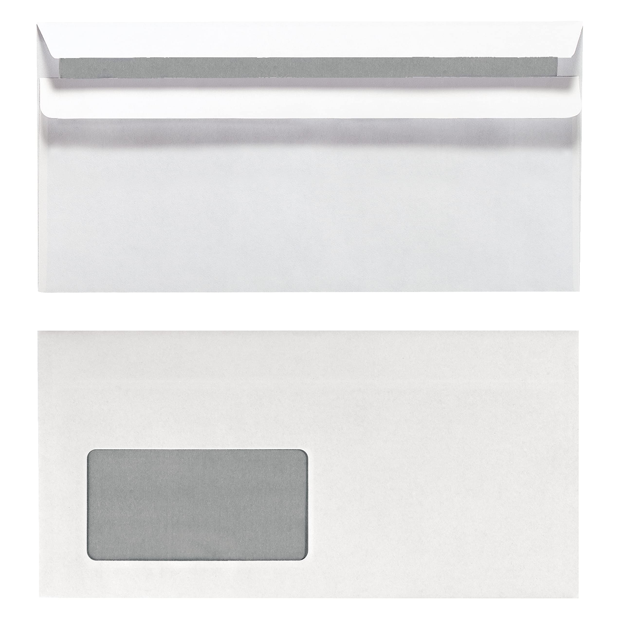 Lot de 100 enveloppes longues autocollantes Herlitz avec fenêtre - Blanches