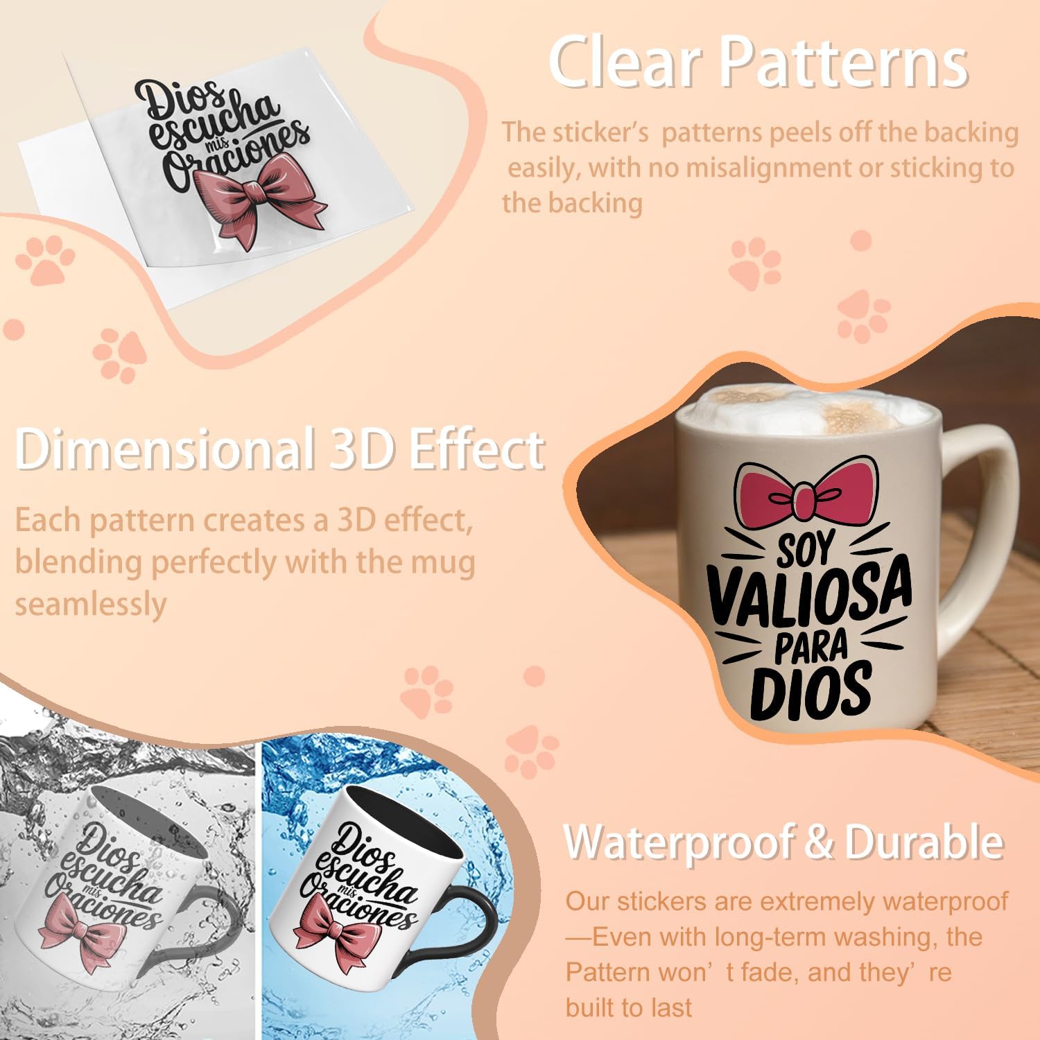 24 PCS Spanish Bible Verse Quotes uv dtf Stickers, UV DTF Cup Wrap | 24 PCS Pack; High Viscosity; No Heat Needed; Ideal for Tumblers, Glasses, Smooth Ceramic, Metal and Acrylic Surfaces