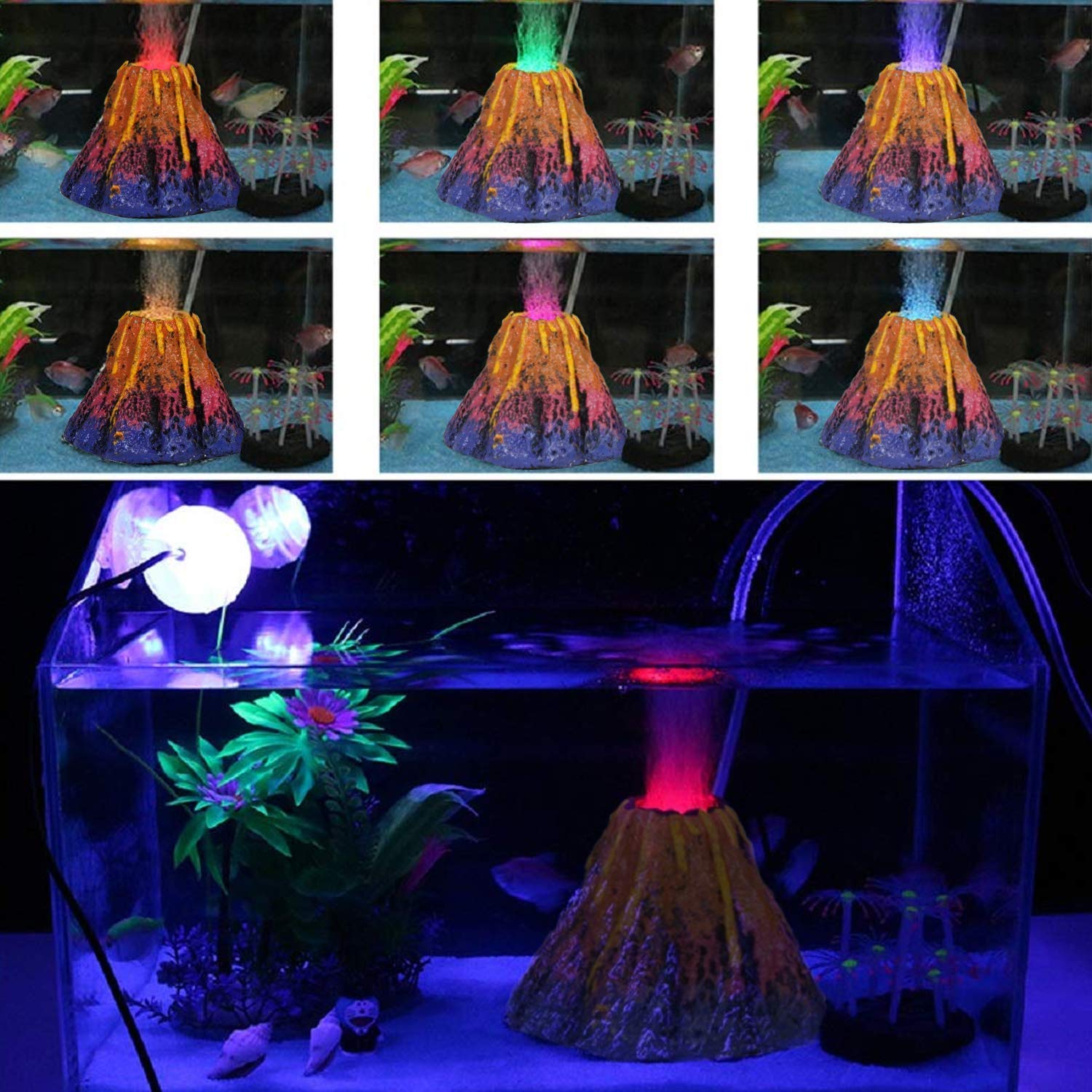 Aquarium Decorative Volcano Led Bubbler Submersible Light with AIR Stone (LED Volcano) (B0CT5T74LS) Amazon Price History, Amazon Price Tracker