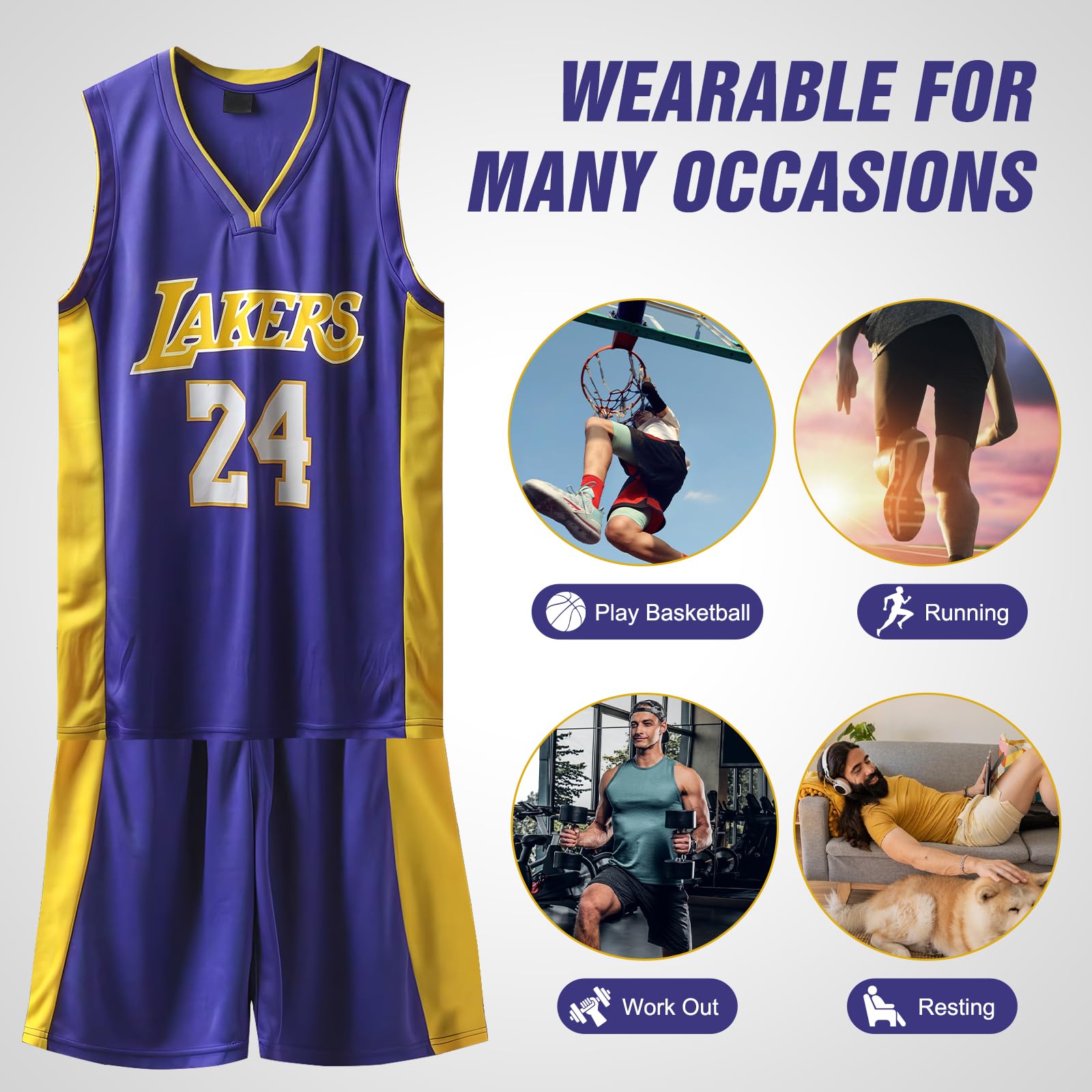 Pardofelis Basketball Trikot für Herren, Basketball Jersey Trainingskleidung Ärmelloses Atmungsaktives Sportbekleidung, Basketball T-Shirt Weste und Shorts mit 2 Schweißband Set