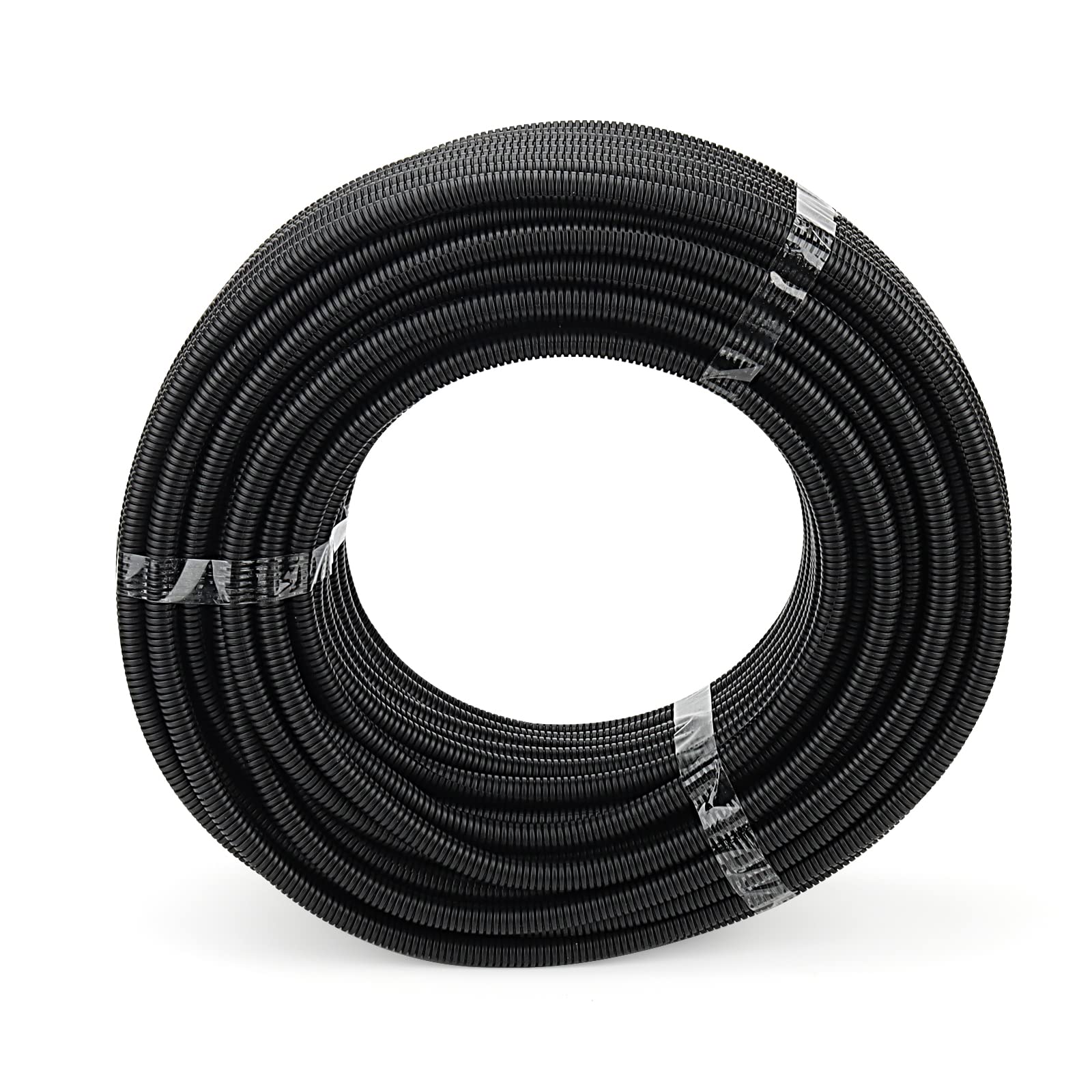 Tubo Corrugato da Esterno, 50 m di lunghezza, tubo aperto vuoto scanalato, Guaina Flessibile protettivo di Cavi Elettrici, nero, diametro: interno 10 mm, esterno 13mm
