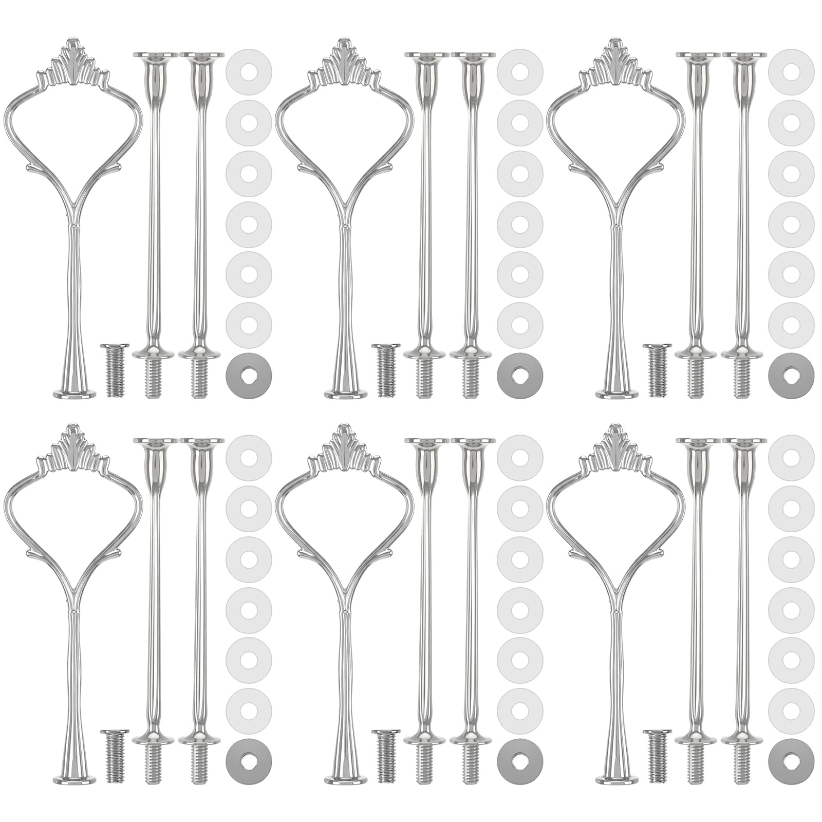 Patelai 6 Sets 3 Tiered Tray Hardware Kit,Simple,Silver