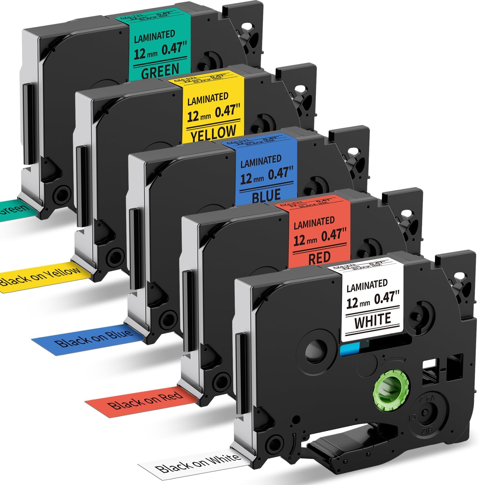 MarkField Compatible Label Tape Replacement for Brother P Touch 12mm x 8m Cassette TZ TZe-231 431 531 631 731 Work for Ptouch PT-1000 1005 1010 H108 H110 H101C H105 H107 D200 E100 5 Pack