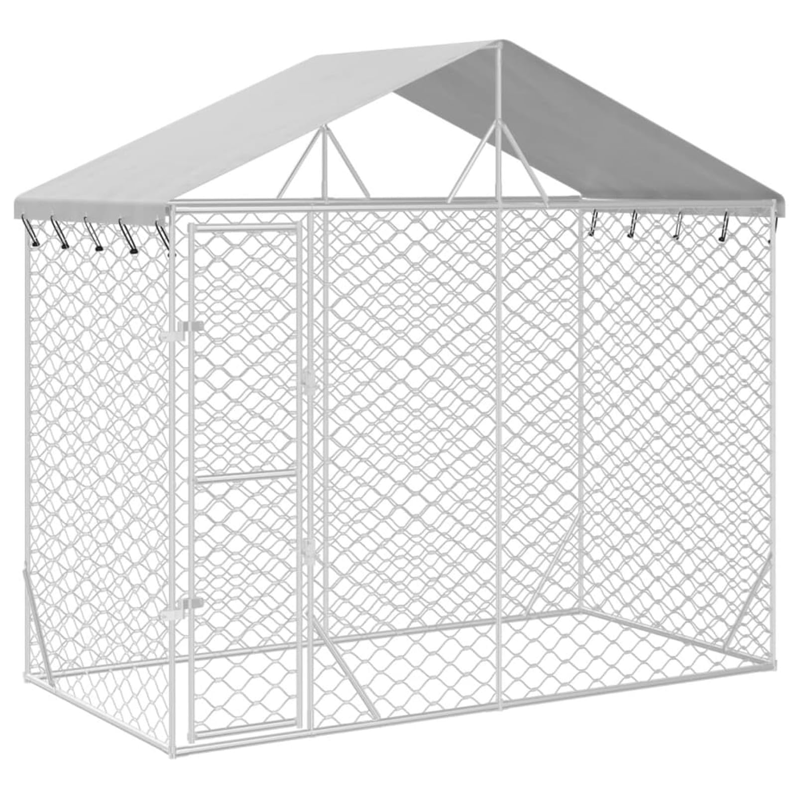 IKAYAA Recinto per Cani da Esterno Kennel per Cani da Esterno Recinto per Animali Gabbia Cani con Copertura-3 x 1.5 x 2.5 m