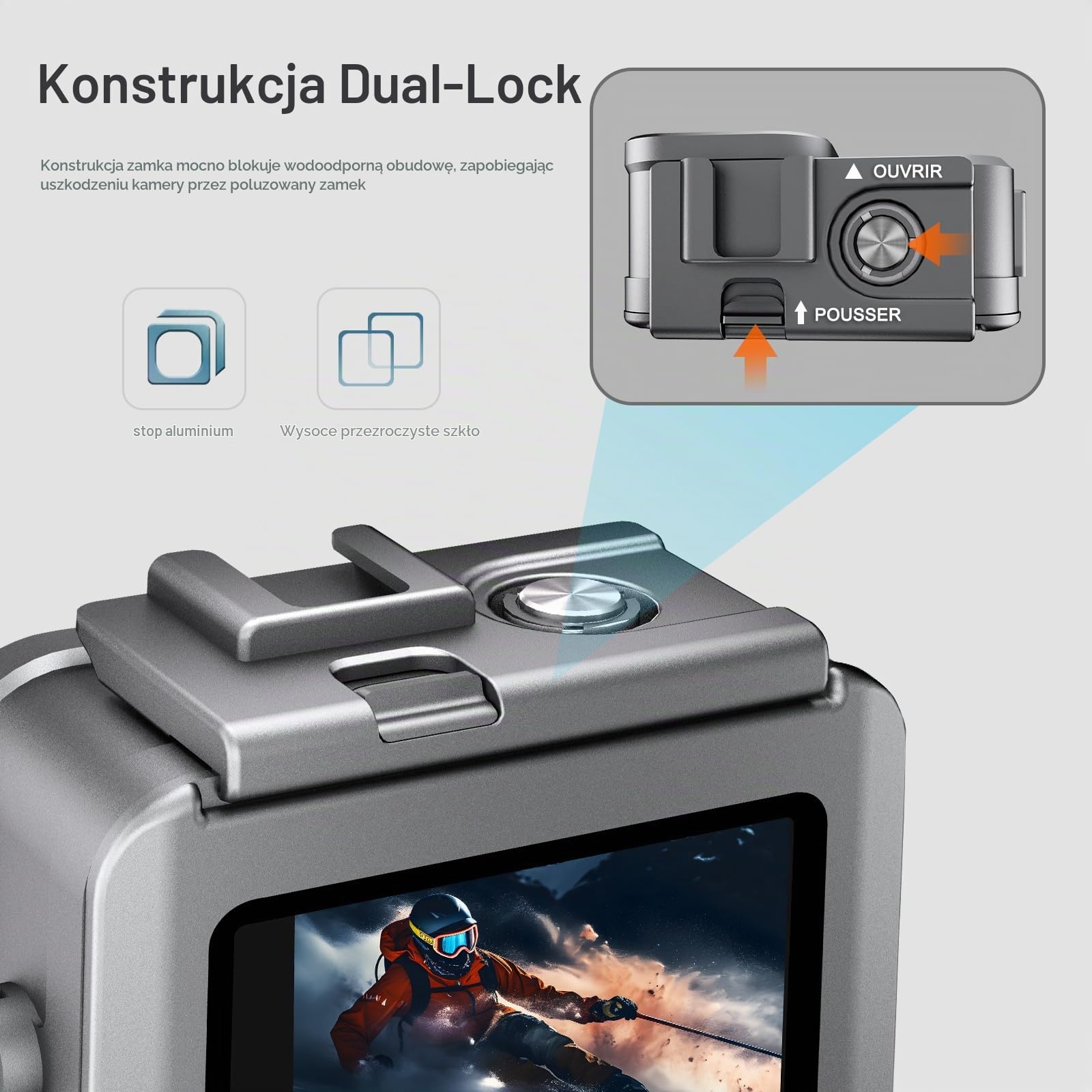FitStill Wodoodporna obudowa ze stopu aluminium 80 m do Go Pro Hero czarna, z 2 uchwytami na zimną stopkę do nurkowania, filtry Hero13/12/11/10/9 akcesoria