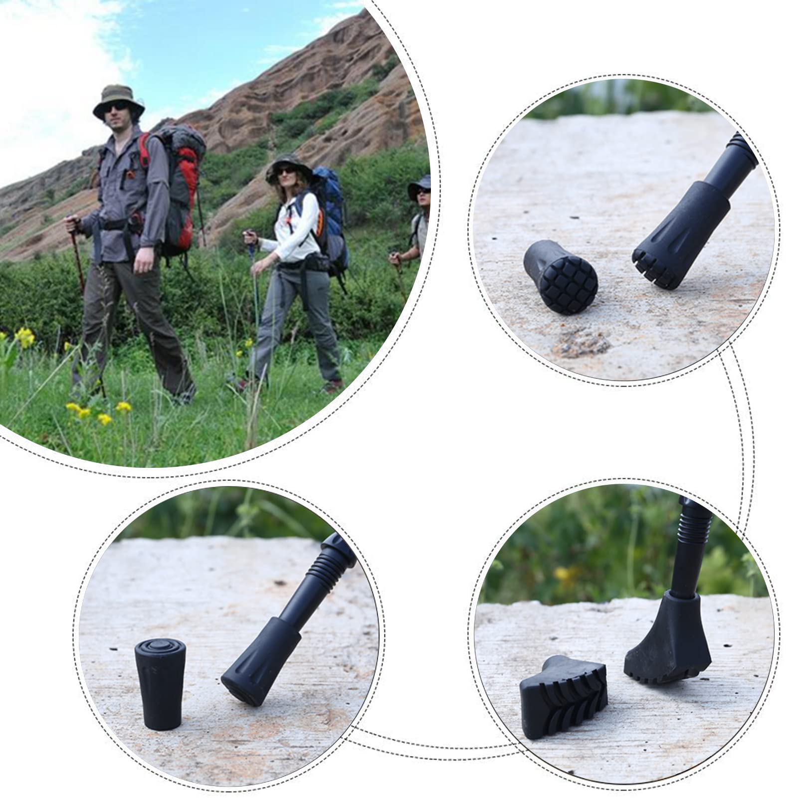 SUPERFINDINGS 14 pz 4 Forme Protezioni per Punte di Ricambio per Bastoncini da Trekking Protezioni per Punte di Ricambio per Bastoni da Montagna in Gomma per Alpinismo Escursionismo
