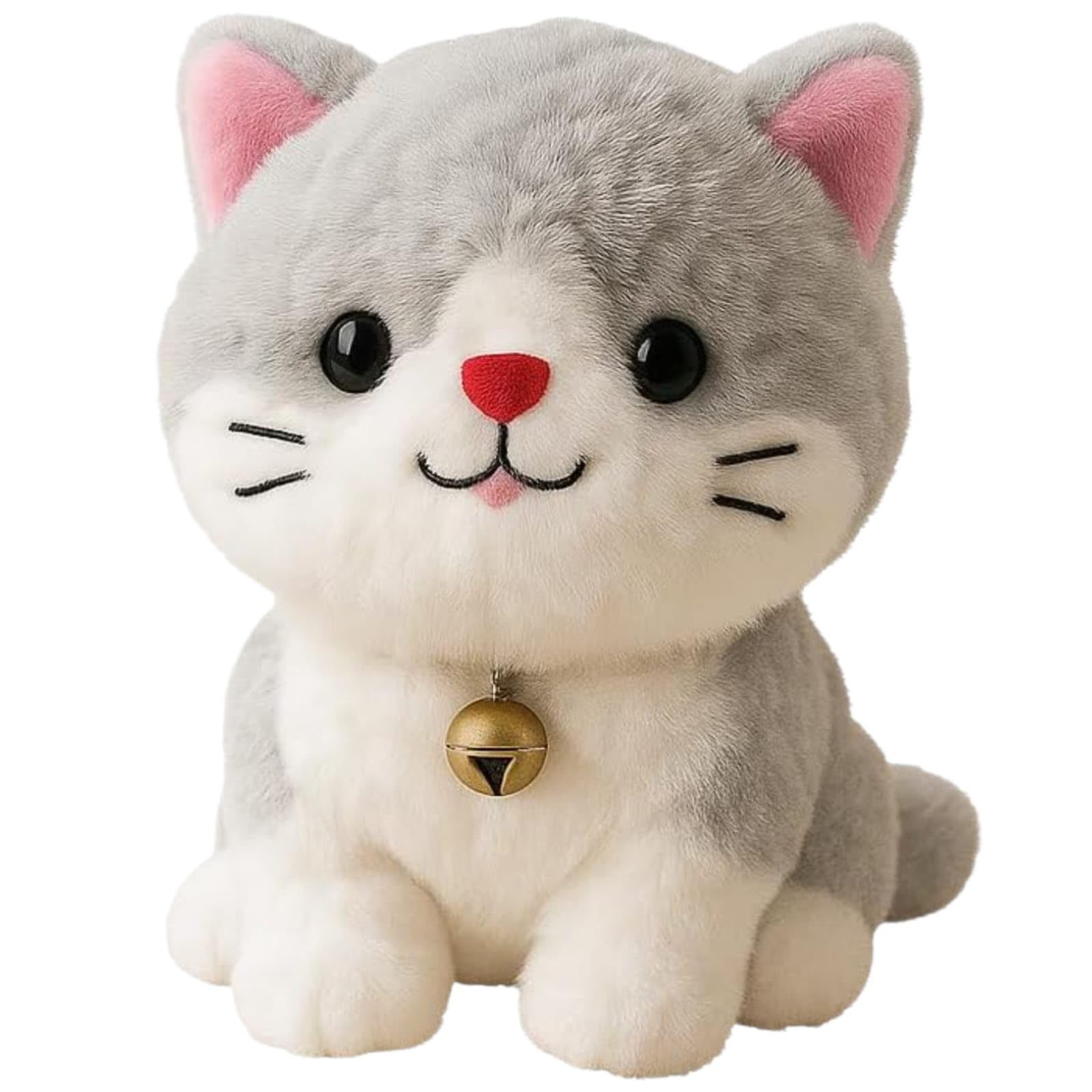 CCute Cat Soft Toy 25 cm | Grey & White Kitty Plush Toy with Bell | Ultra Soft Stuffed Animal for Kids | Kawaii Cat Teddy Doll | Birthday Gift for Boys & Girls-image-48