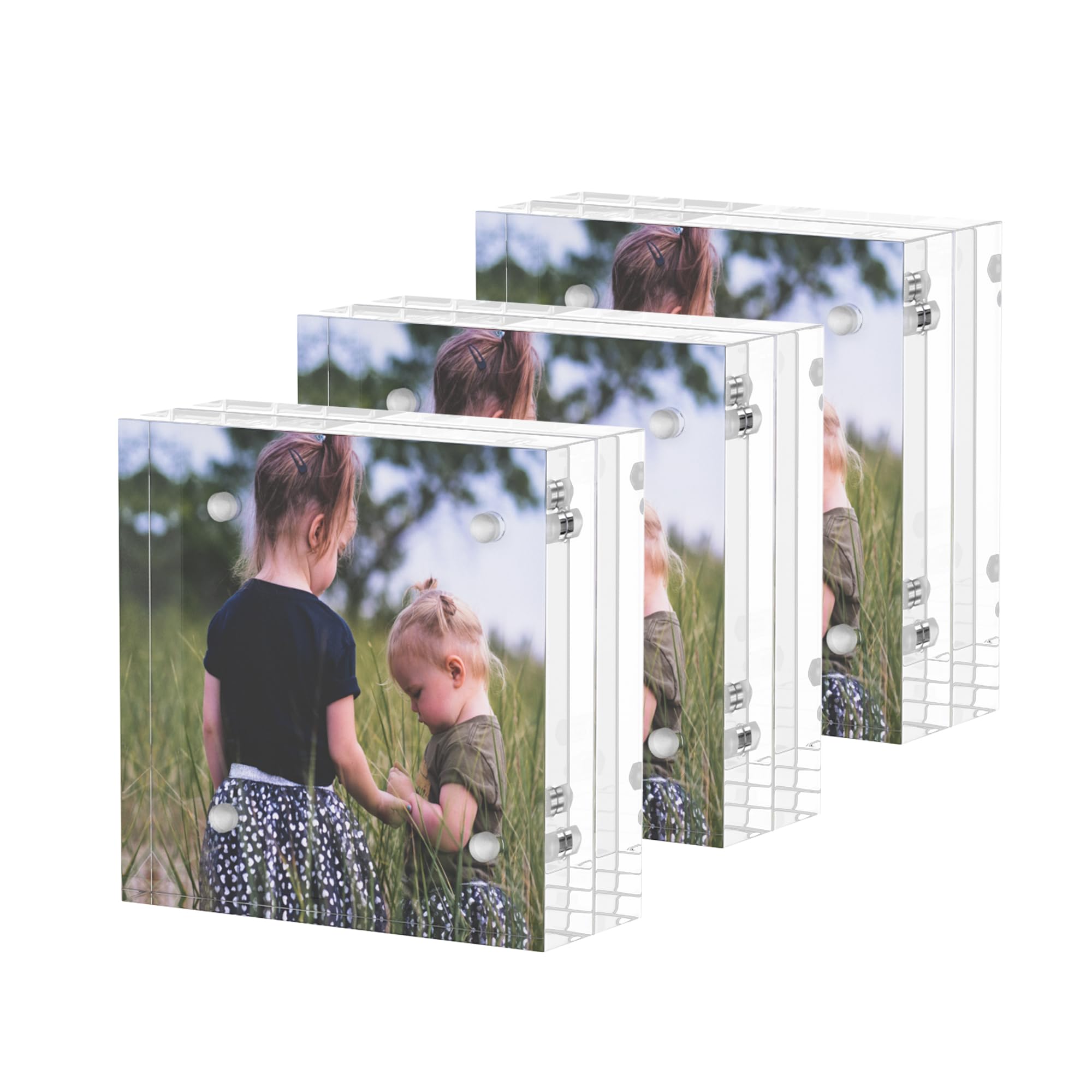 Sezanrpt Acrylic Mini Frames 2x2, 3 Pack, Small Frame 2x2 for Tickets, Clear Picture Frame Small Tips Holder