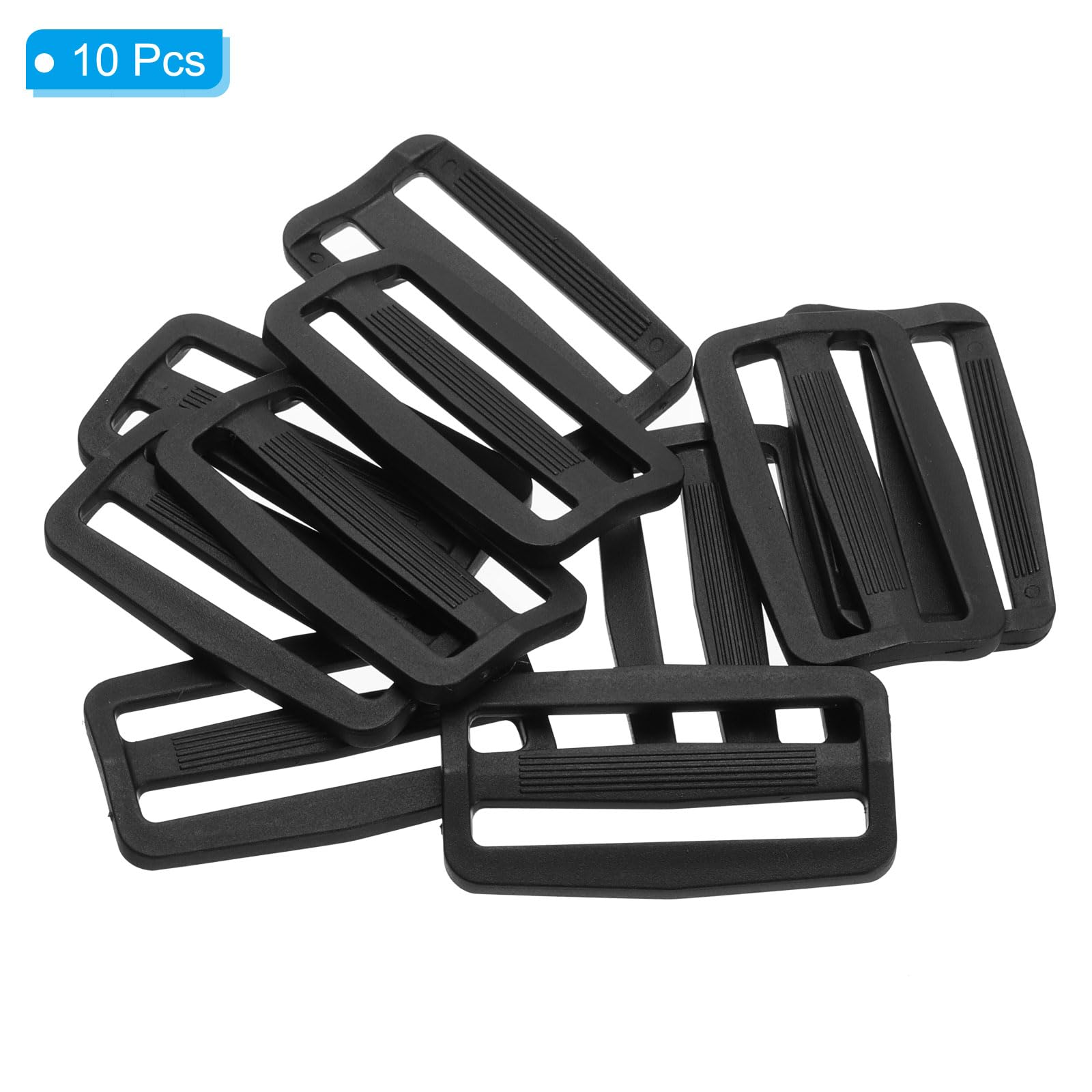 PATIKIL 38mm Tri-Glide Slide Buckles, 10 Pack Plastic Webbing Strap Fastener for Backpack Bag Belt Black - Image 3