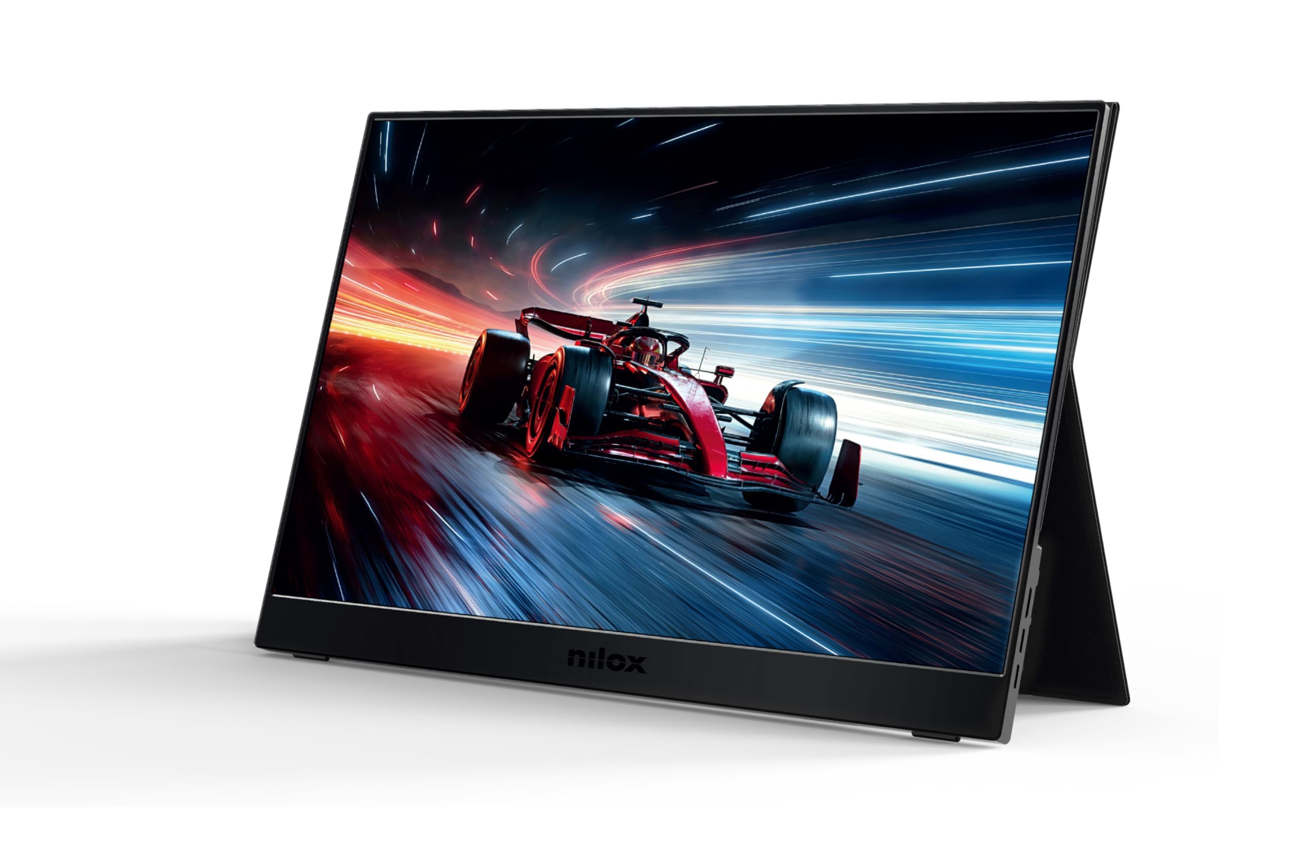 Nilox NXMP15FHD601 Monitor Portátil 15.6'' IPS Full HD, Frecuencia 60 Hz, Conexiones USB C y Mini HDMI, Cubierta Magnética y Diseño Ultra Delgado