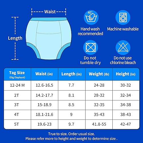 Miniatura 4 de BIG ELEPHANT Potty Training Underwear - 10 Pack, 100% Cotton Absorbent Unisex Toddler Pee Pants for Boys Girls