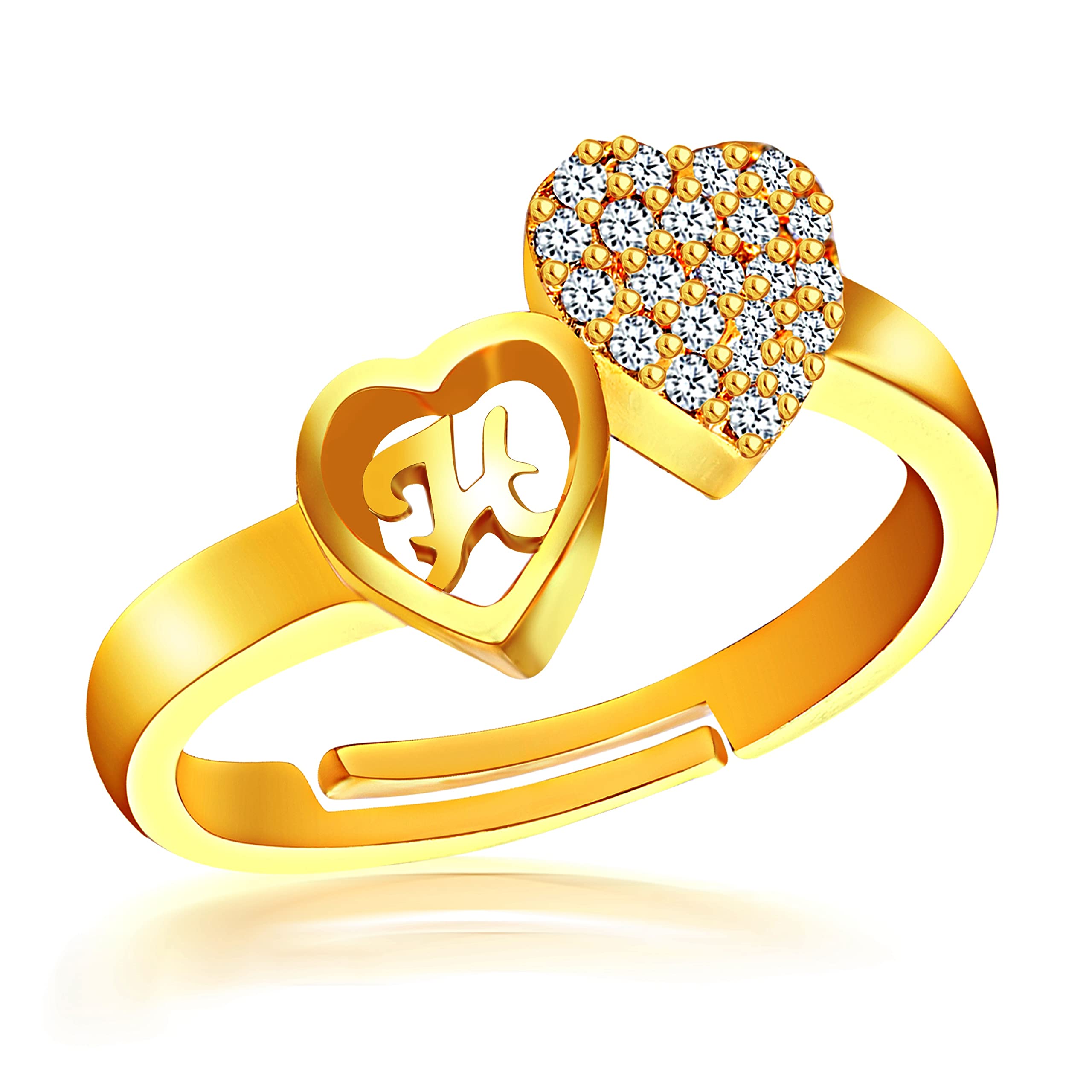 MEENAZ H Rings for Women Girls Couple girlfriend Wife lovers Valentine Gift CZ AD American diamond Adjustable Silver gold Love Heart Initial Letter Name Alphabet H finger Ring Stylish platinum-101 (B0BQJPCDB2) Amazon Price History, Amazon Price Tracker