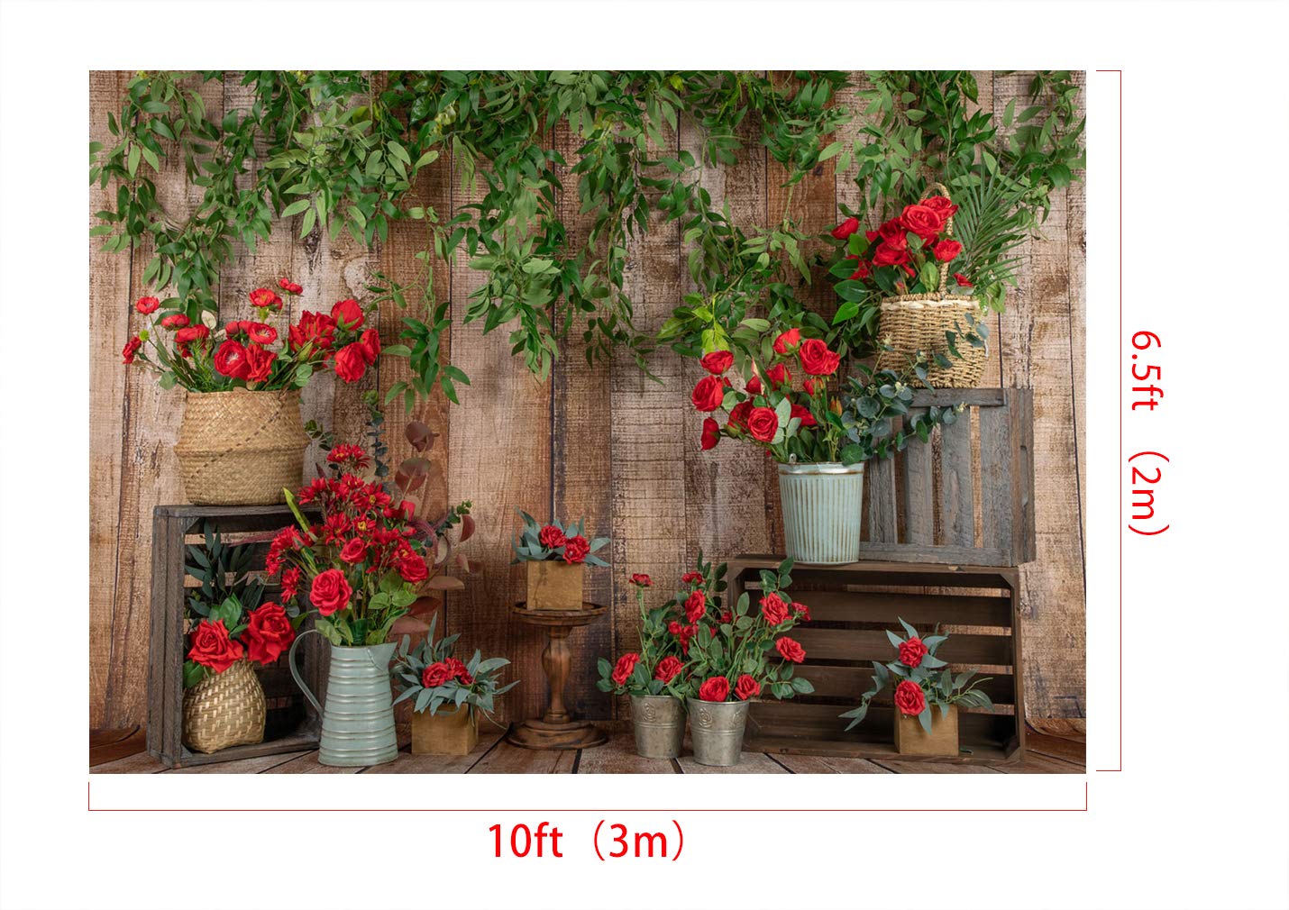 Kate 3x2m(10x6ft) Fondo Interior del día de San Valentín telón de Fondo Conjunto Rosa roja Accesorios de Fondo de Estudio de fotografía