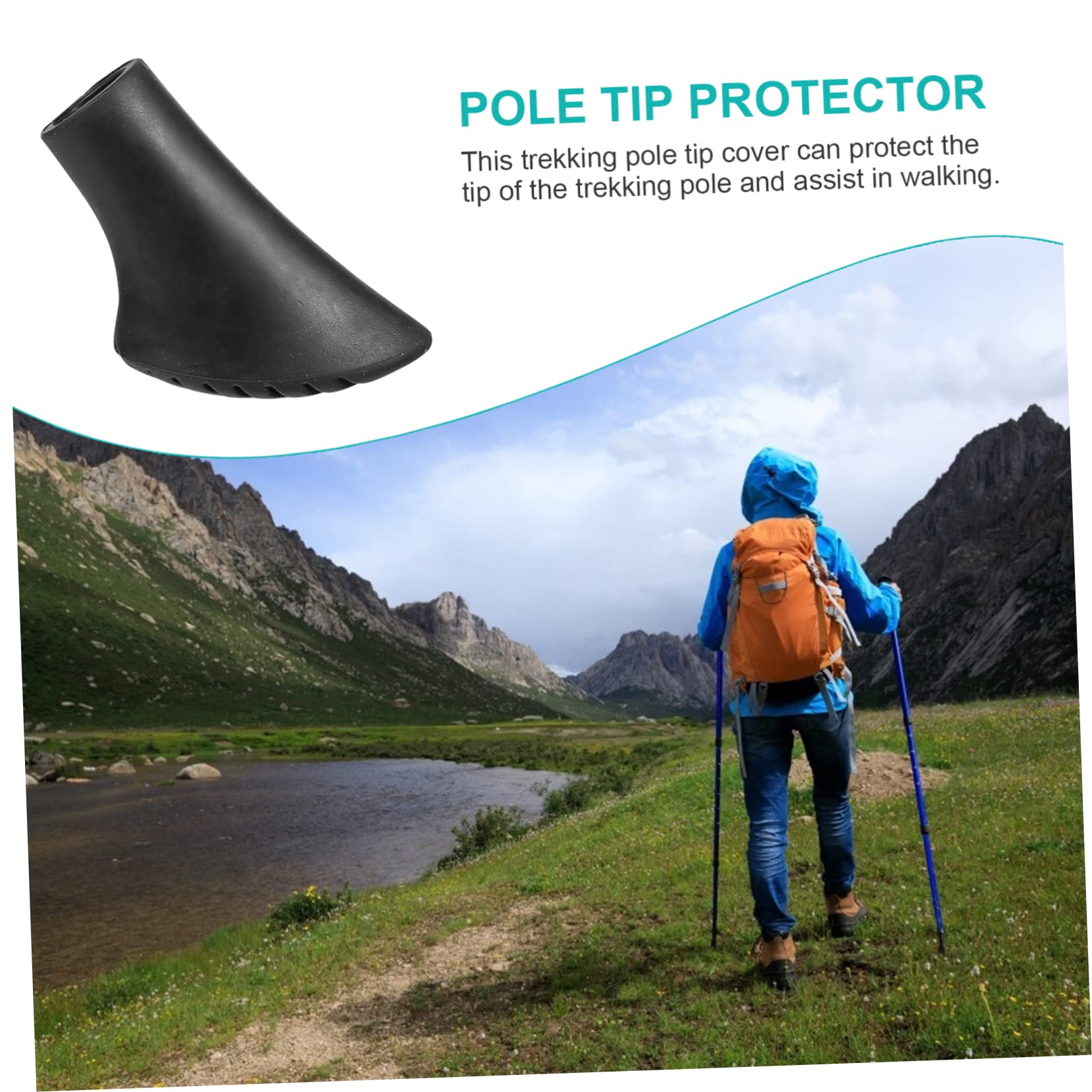 Yardwe Trekkingstock-spitzenset Zusammenklappbar Beschützer Griff Abs Trekking Pole Foot Covers Trekking Pole Tips Polspitzenschutz Wanderstöcke Gummifüße PVC Black