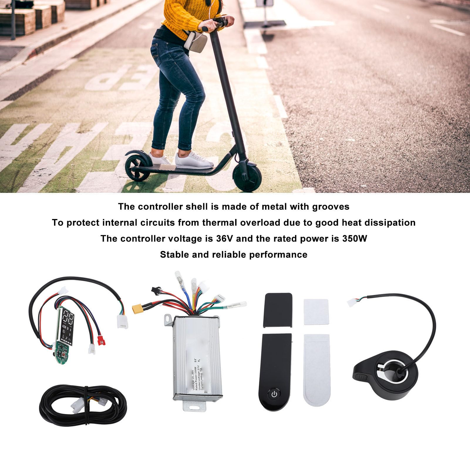BuyWeek Kit de Controlador de Scooter Eléctrico para Xiaomi M365 1S Pro Pro2 DC 36V 350W con Tableau de Bord Acelerador de Pulgar Cable Salpicadero Cubiertas