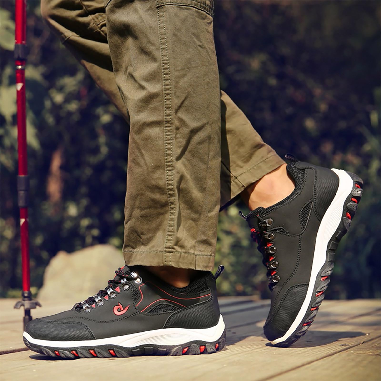 Chaussures de Randonnée Basses et Imperméables pour Hommes Chaussures Légères en Cuir à Lacets Sneakers de Outdoor Trekking Camping Walking Chaussures de Travail