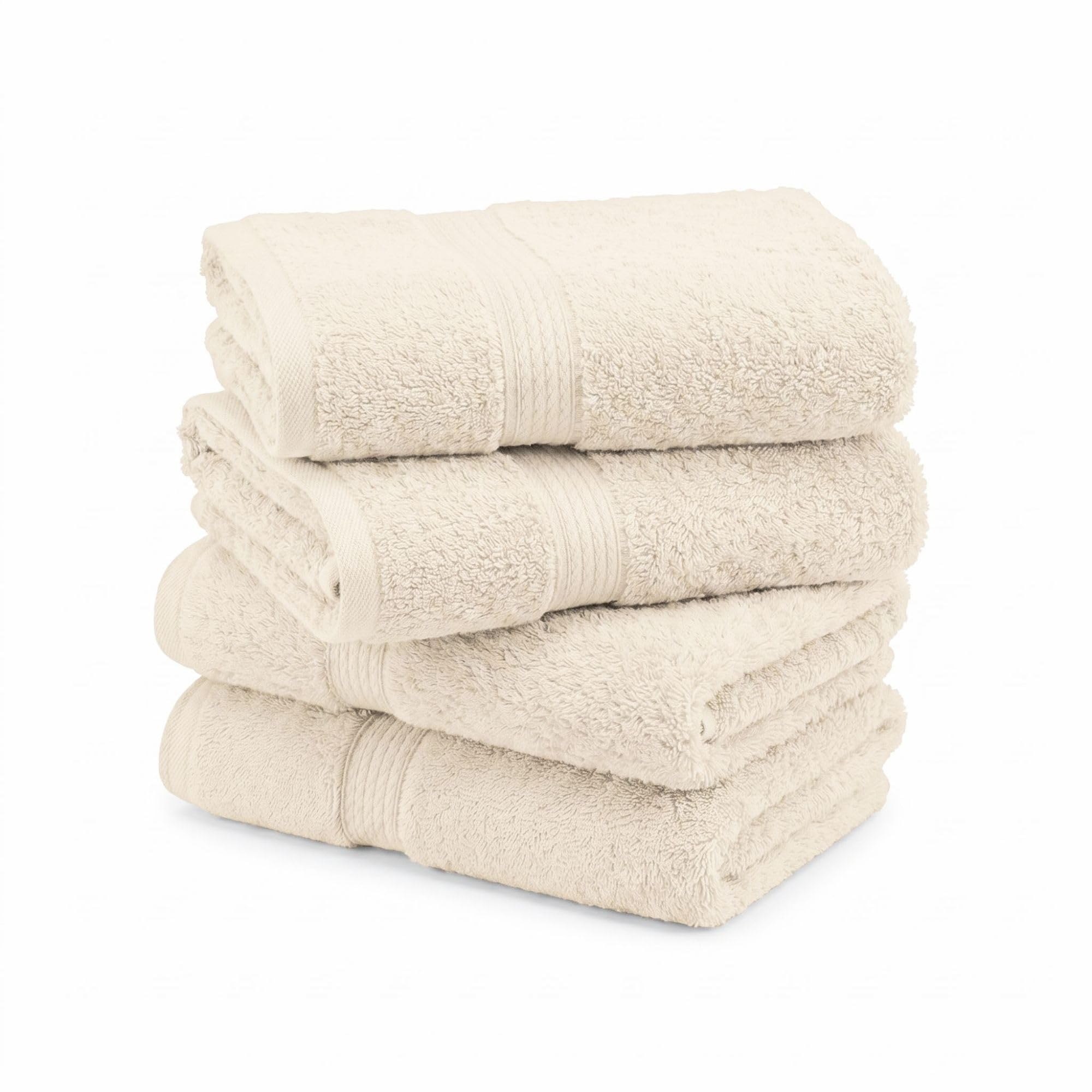 Superior Handtücher aus ägyptischer Baumwolle, 4er-Set, ultraweiche Handtücher, Dickes Plüsch, saugfähig, schwer, Gästebad, Hotel, Spa, Badezimmer, Duschbasics, Creme