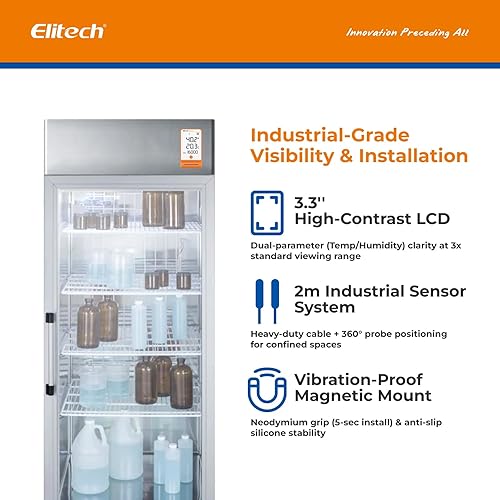 Miniatura 7 de Elitech Registrador de datos Bluetooth GSP-6 Temperatura humedad para refrigerador con datos de sombra 100000 puntos Exportación PDFCSV Informe,