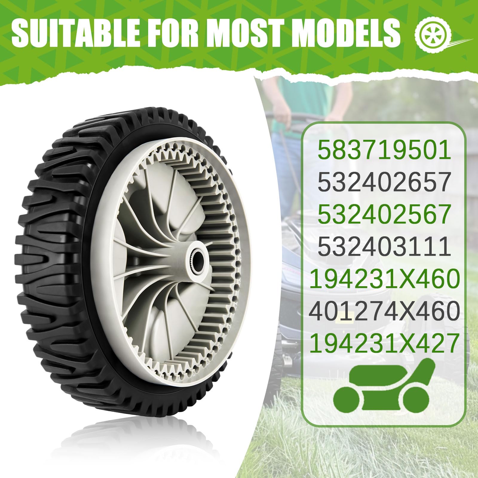 Ruedas delanteras de repuesto Craftsman para cortacésped Craftsman Husqvarna & Hu 583719501 194231X460 (paquete de 2)