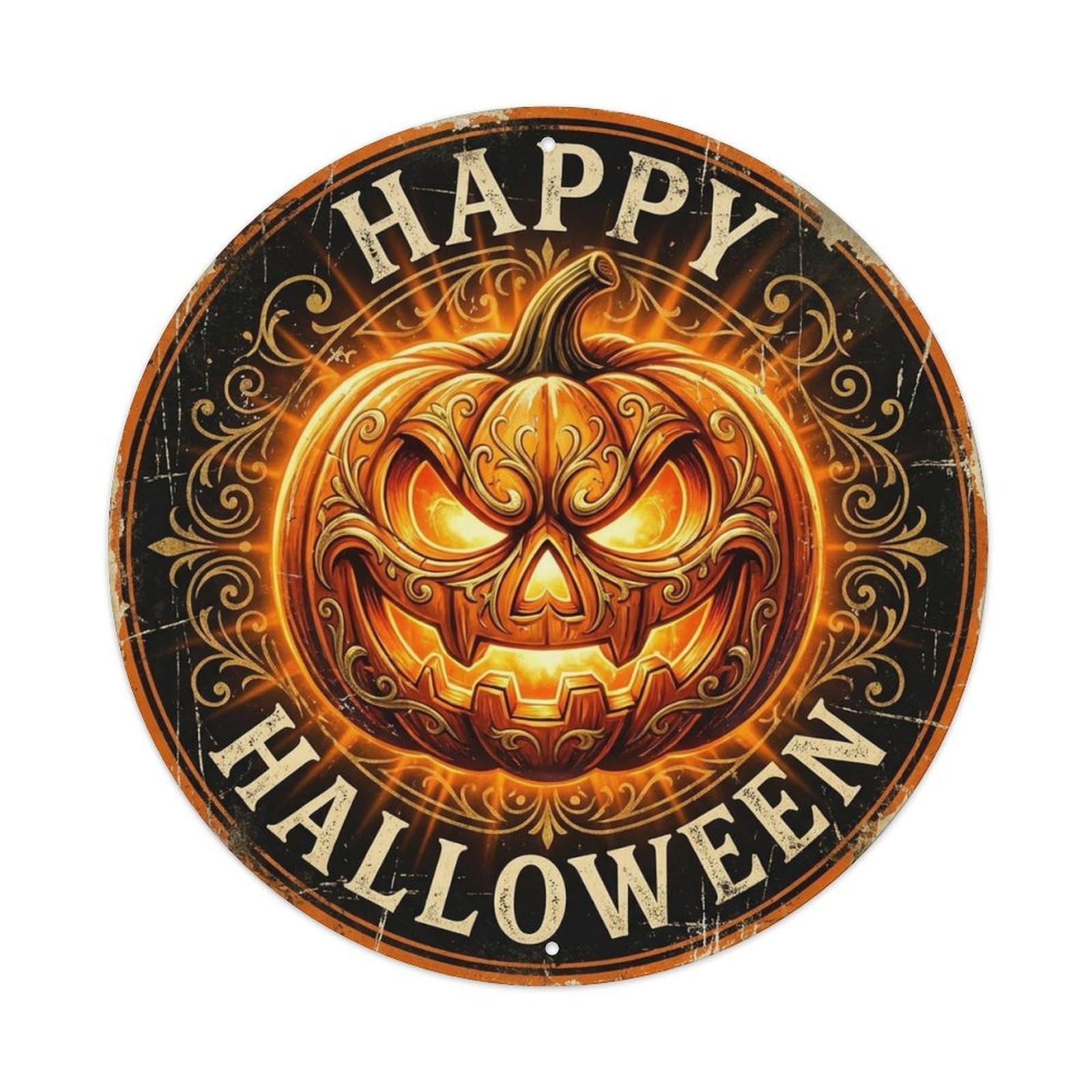 Pumpkin Carving Glow Happy Halloween Positive Saying Metal Tin Sign