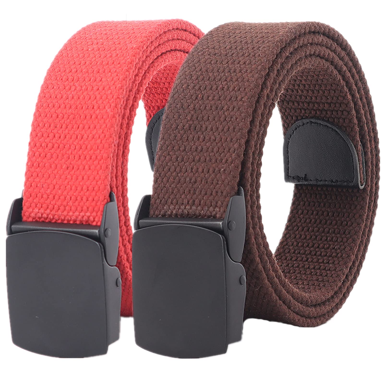 Cinturones de trabajo para hombre, Cinturones for hombres y mujeres, cinturón táctico militar resistente de liberación rápida, hebilla de aleación negra, cinturón de lona de algodón(Red and Coffee,120