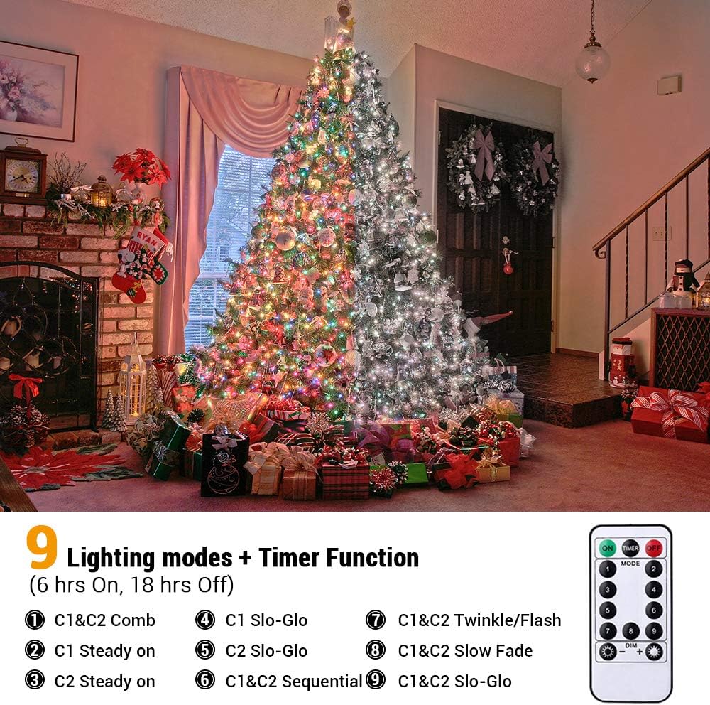 LYHOPE LED String Lights, 9 Modes 75ft 200 LED Cool White-Multi Color Changing Fairy String Lights, 29V UL Certified Decorative Lights with Timer & Remote for Outdoor, Indoor, Wedding, Party, Xmas