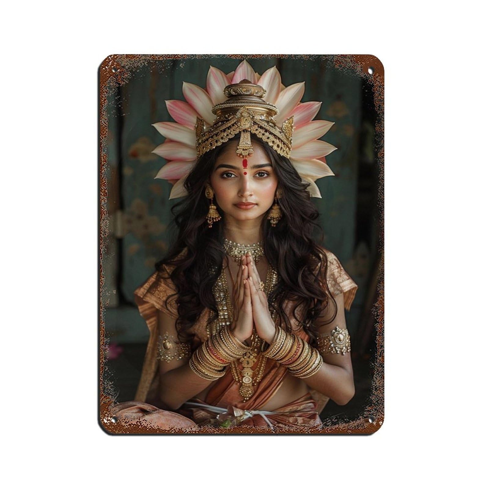 Lakshmi Art-Goddess Art (1) Retro Poster Metal Tin Sign Chic Art Retro Iron Painting Bar People Cave Cafe Family Garage Poster Wall Decoration 12x16inch(30x40cm)