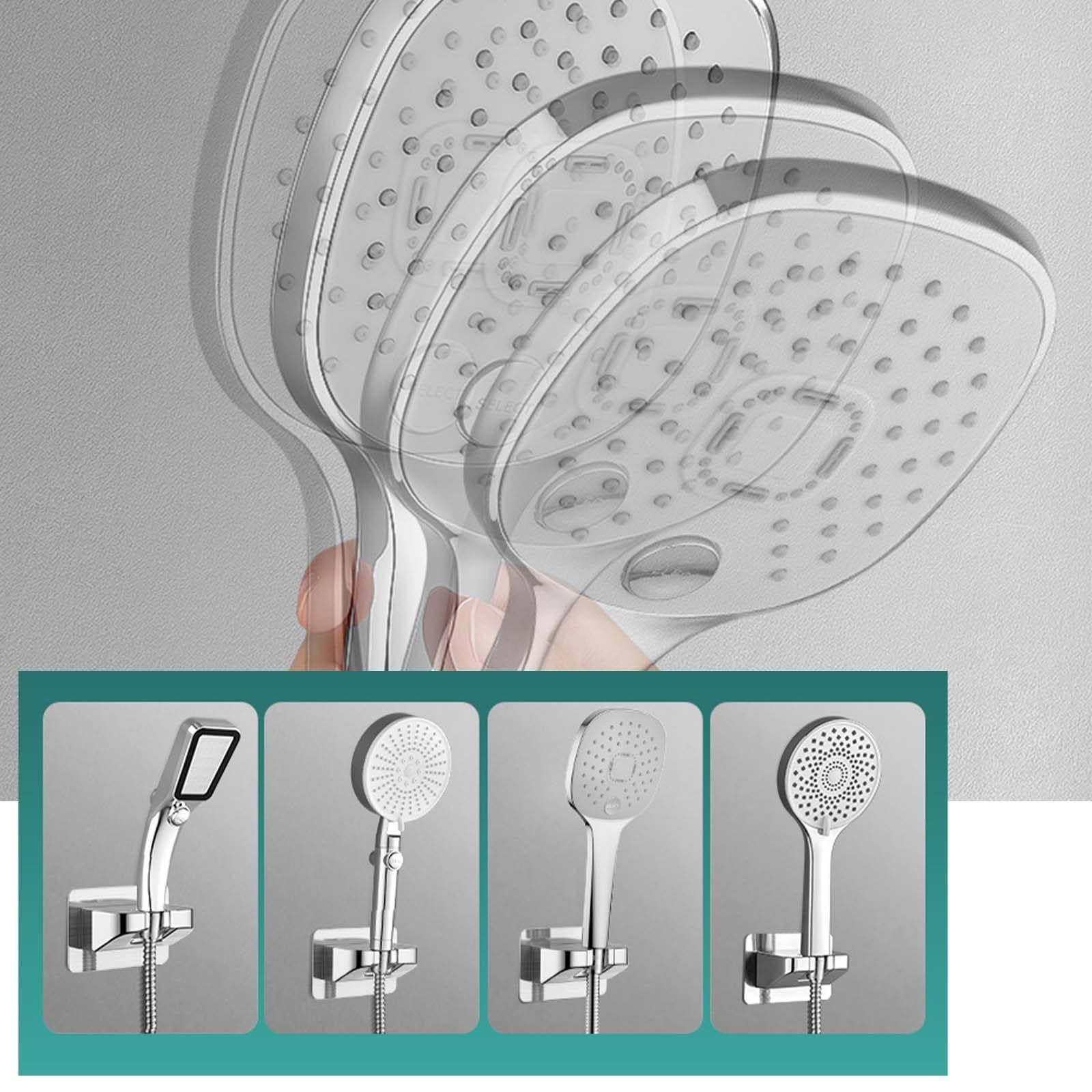Soporte Ducha Pared Viscoso Soporte Alcachofa Ducha ABS Soporte Ducha Ajuste de Rotación de 90° Soporte de Ducha Rectángulo Soporte para Ducha Resistente a la Humedad y Duradero