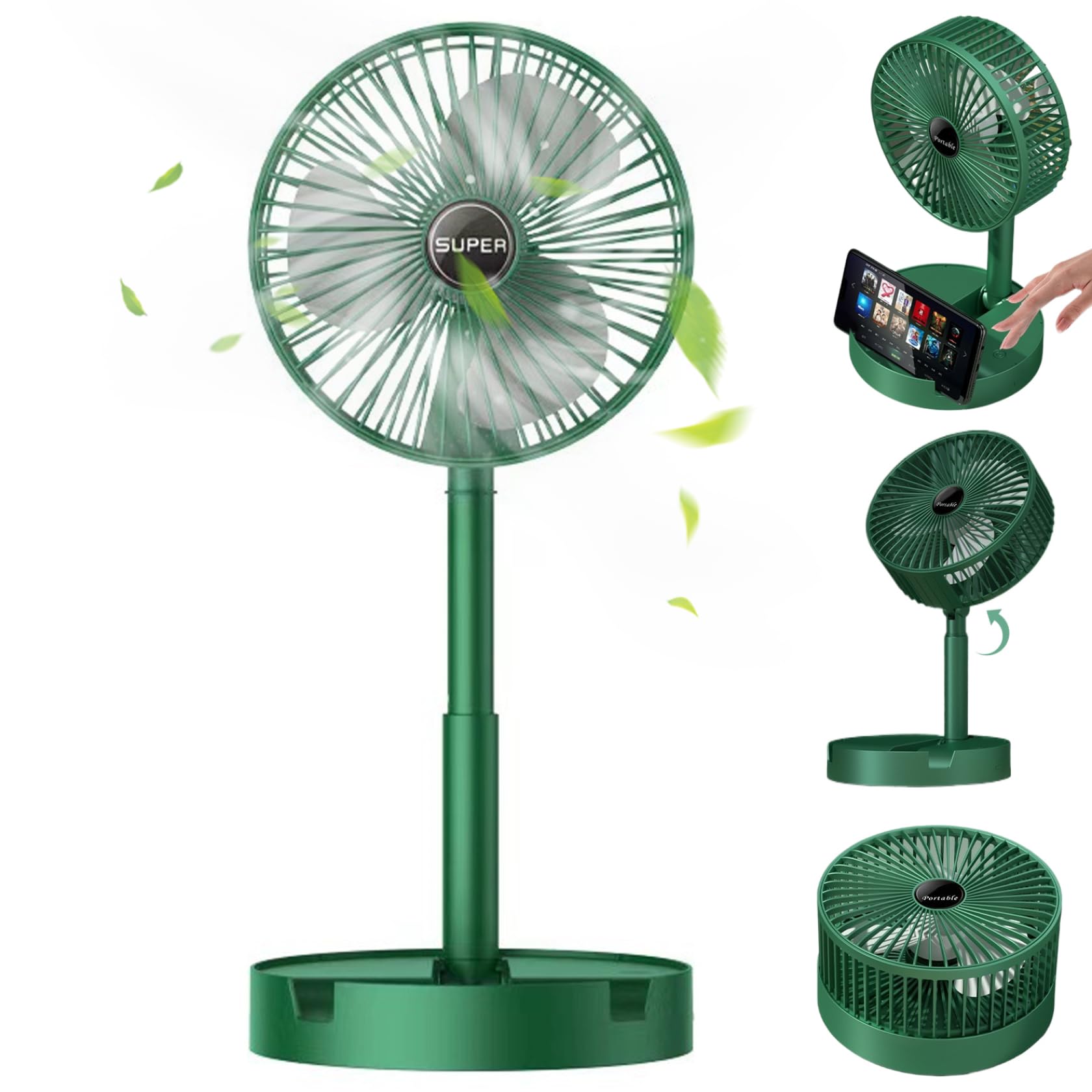 Ventilateur de bureau silencieux 14 pouces pliable charge USB 180°