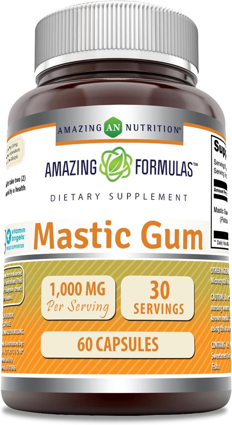 Amazing Formulas Mastic Gum 1000 Mg | Capsules Supplement | Non-GMO | Gluten-Free | Made in USA (1 Pack | 60 Count)