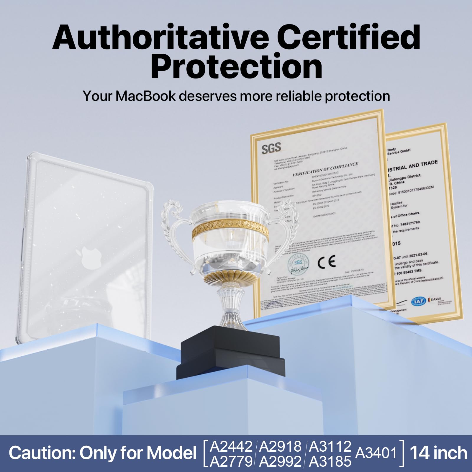 Soonjet Custodia per MacBook Pro 14" 2025-2021 | M5 M4 M3 M2 M1 Pro/Max | Bumper antiurto glitterato | Protezione militare contro le cadute | Cover rigida per laptop | Trasparente