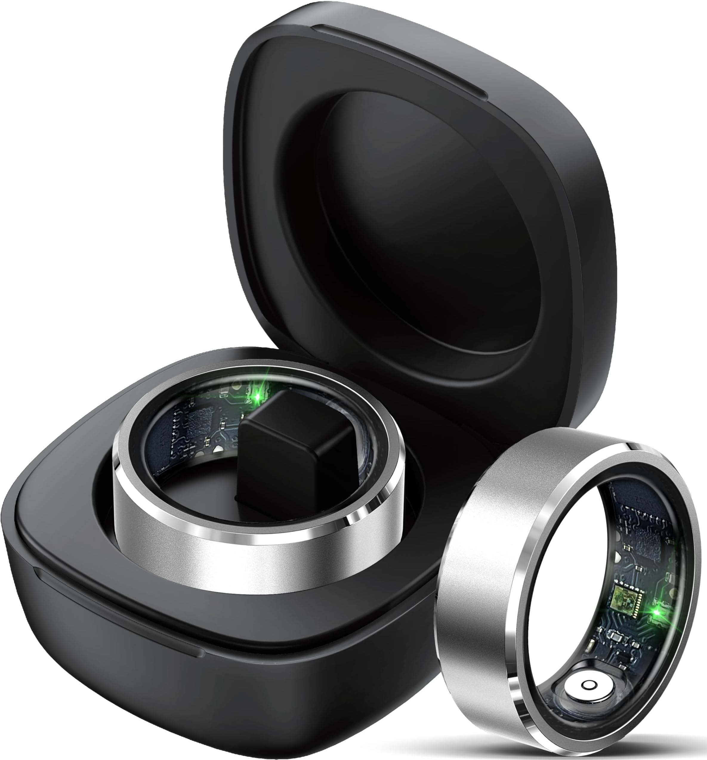Smart Ring Fitness Tracker Heart Rate Monitor Sleep Tracker Gesture Control Fitness Rings Blood Pressure Blood Oxygen Pedometer Step Counter Health Smart Rings for Women Men with Charging Case