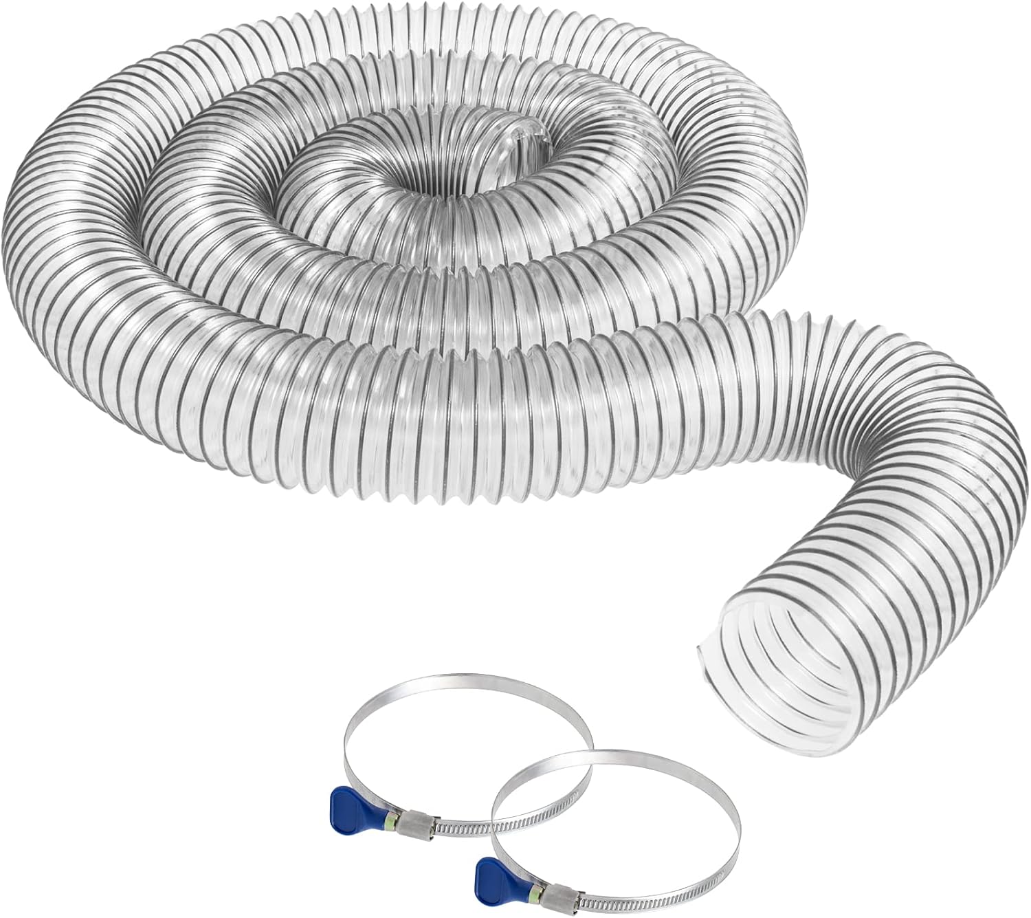 Peachtree Woodworking Supply 2-1/2 inch Diameter by 10 foot Long PVC Dust/Debris, Collection Hose with 2 each, 2.5 inch Turnkey Stainless Steel Hose Clamps - Made in the USA : Tools & Home Improvement
