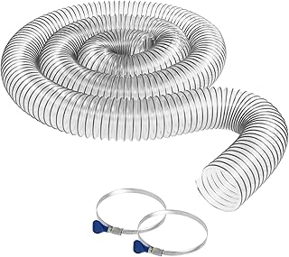 2-1/2 inch Diameter by 10 foot Long PVC Dust/Debris Collection Hose MADE IN THE USA with 2 each 2.5 inch Turnkey Stainless Steel Hose Clamps