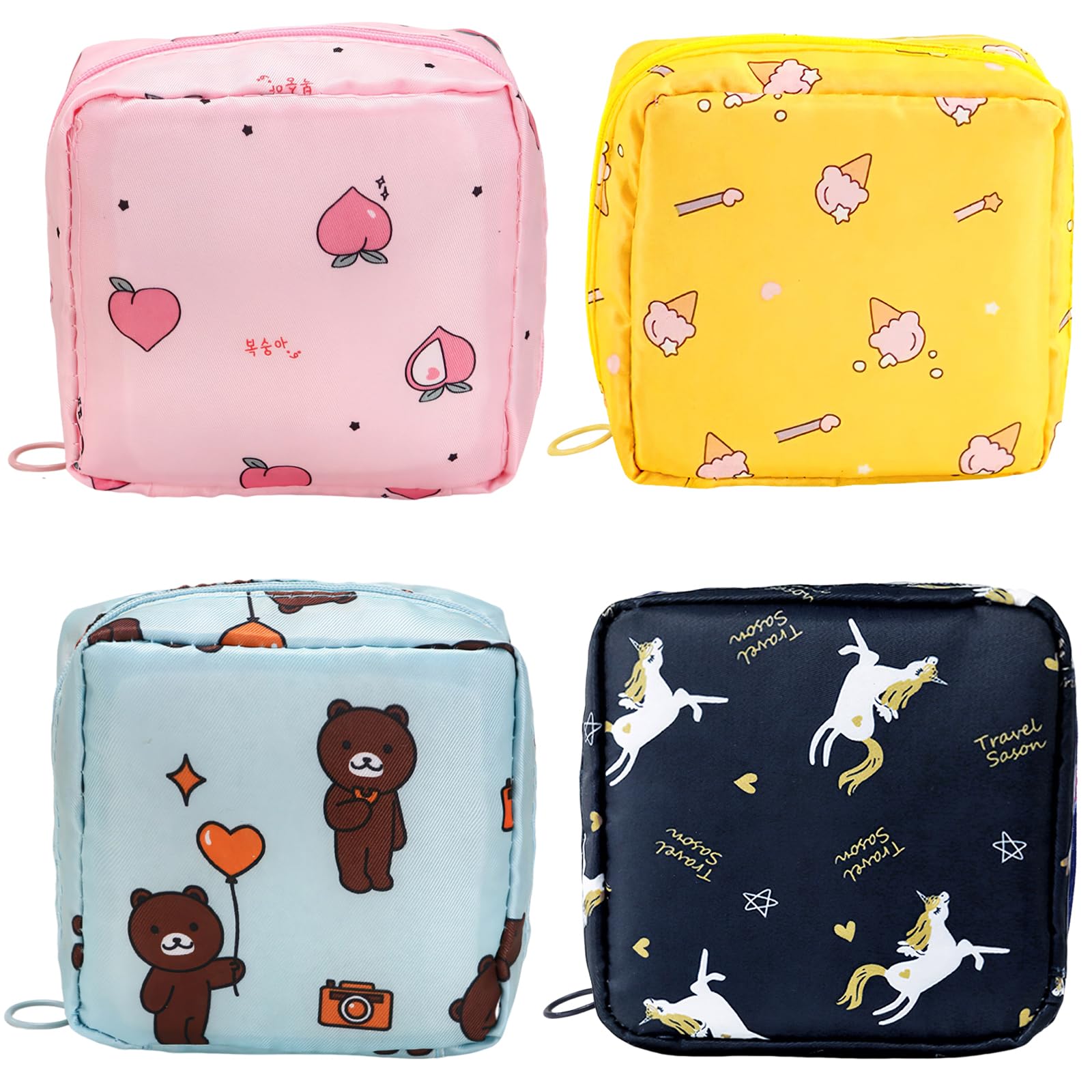 CoolShef 4Pcs Sanitary Pad Pouch for Travel, Waterproof Small Napkin Pouches for Women and Girls, Multi-Functional Storage for Sanitary Pads, Earphones, and Jewelry-image-8