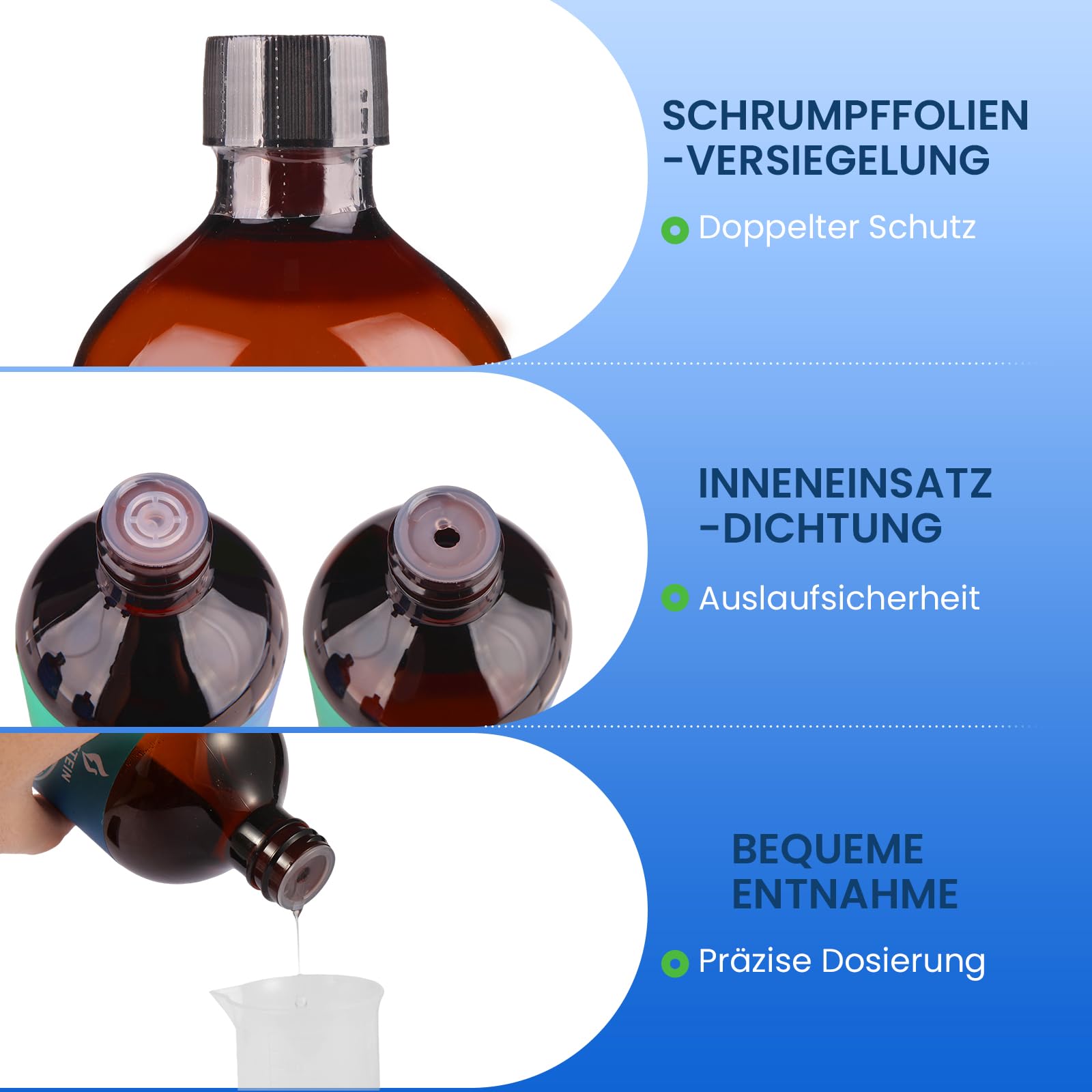 VG PG 50/50 2×500ml – Laborreinheit VG 99,7% E422 & PG 99,9% E1520, VG Glycerin & Propylenglykol, Vegan, hochrein & geruchsneutral, Hohe Reinheit
