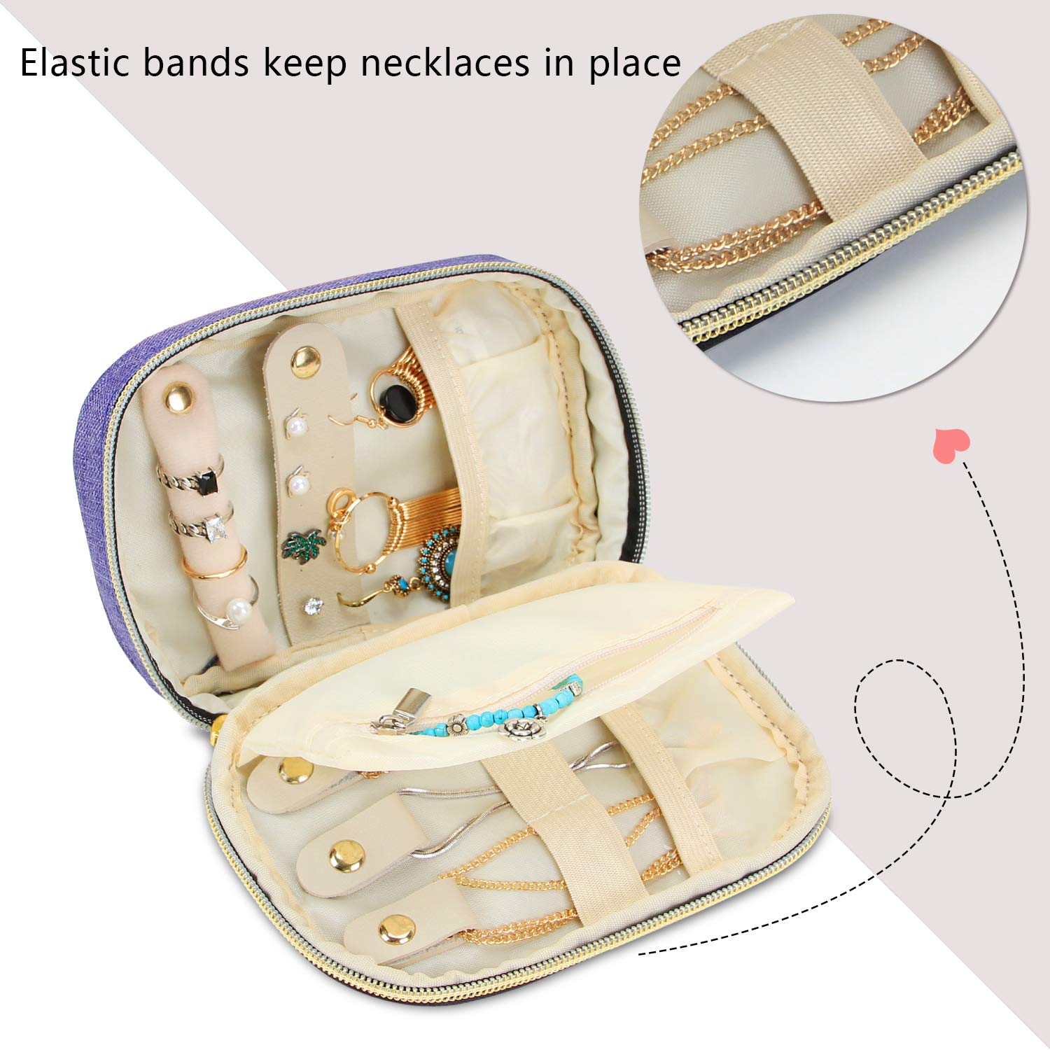 Teamoy Organizer Portagioie Da Viaggio Viola - Custodia Per Collane, Orecchini, Anelli E Accessori