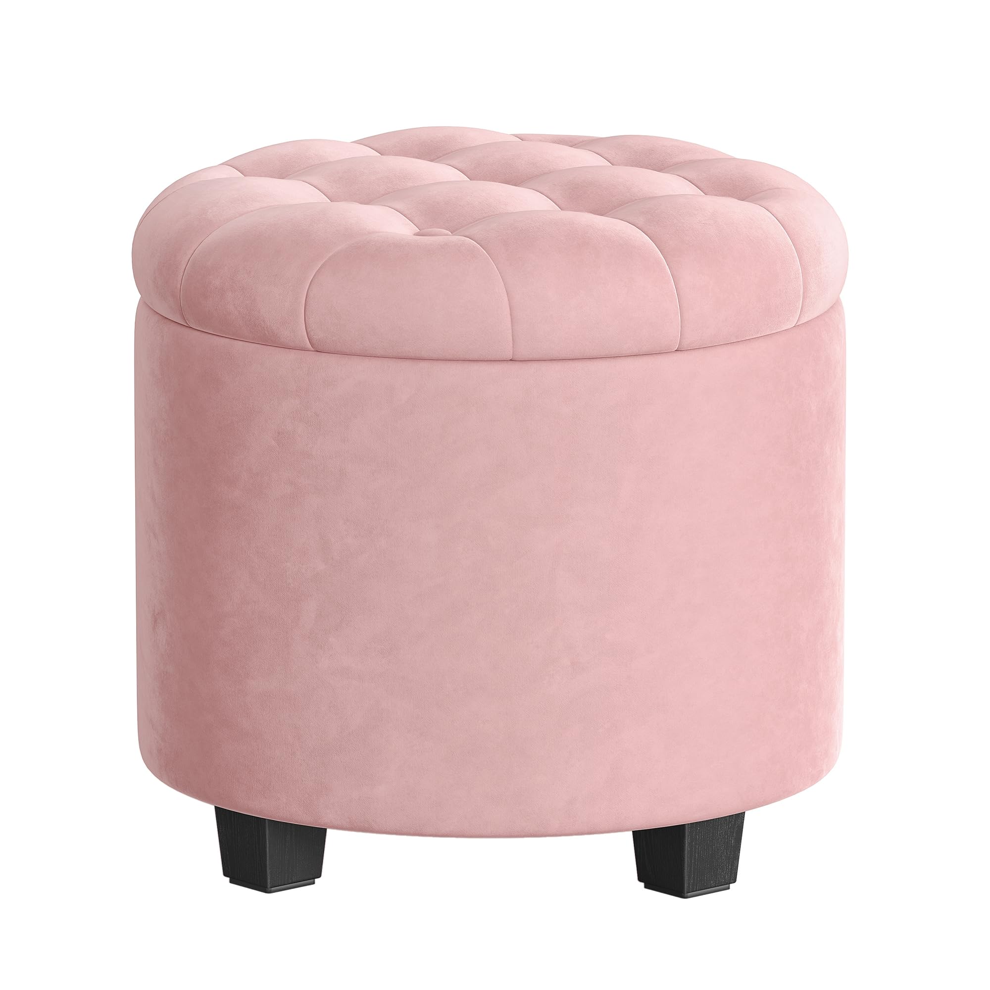 SONGMICS Round Ottoman with Storage, Foot Rest with Legs, 45 x 45 x 44.5 cm