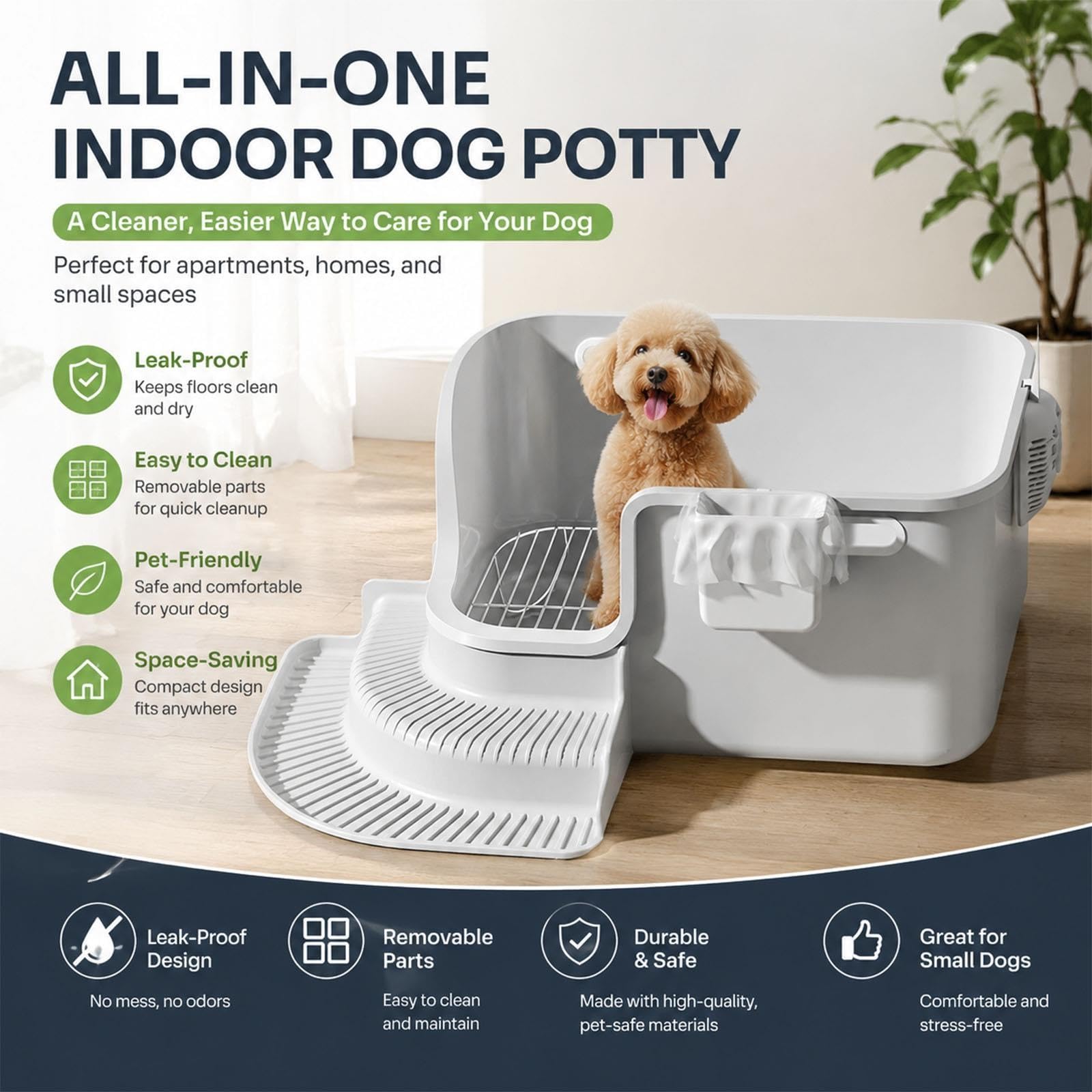Hundetoilette mit Rampe und Halterung für Kotbeutel