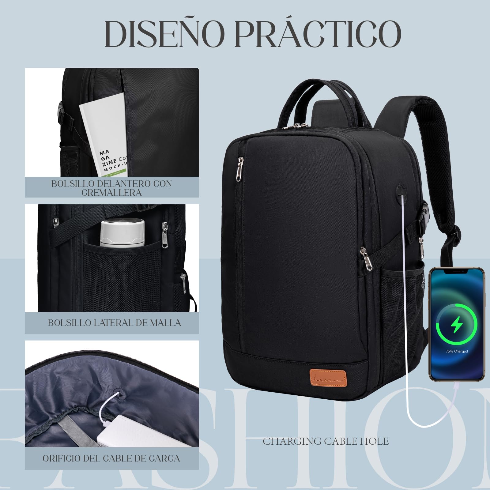 Lossga Mochila 40x30x20 para Ryanair Vueling Mochila Viaje Cabina Avion 40x20x25 Maleta Travel Backpack Equipaje de Mano 45x36x20 para Easyjet Bolsa Viaje Cabin Bag Mujer Hombre