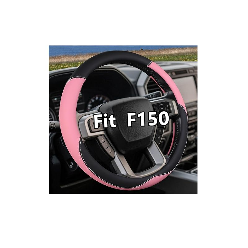 Capa de Volante em Couro Nappa OHHMNKK para Ford F150 F250 F350, Rosa-escuro Pink-1, 39,4–40,6 cm