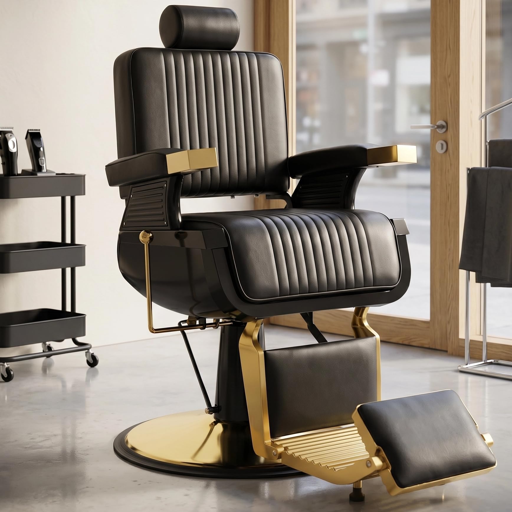 Vintage Barber Chair Heavy Duty, Recline Hair Salon Chair for Barbershop | Professional B…