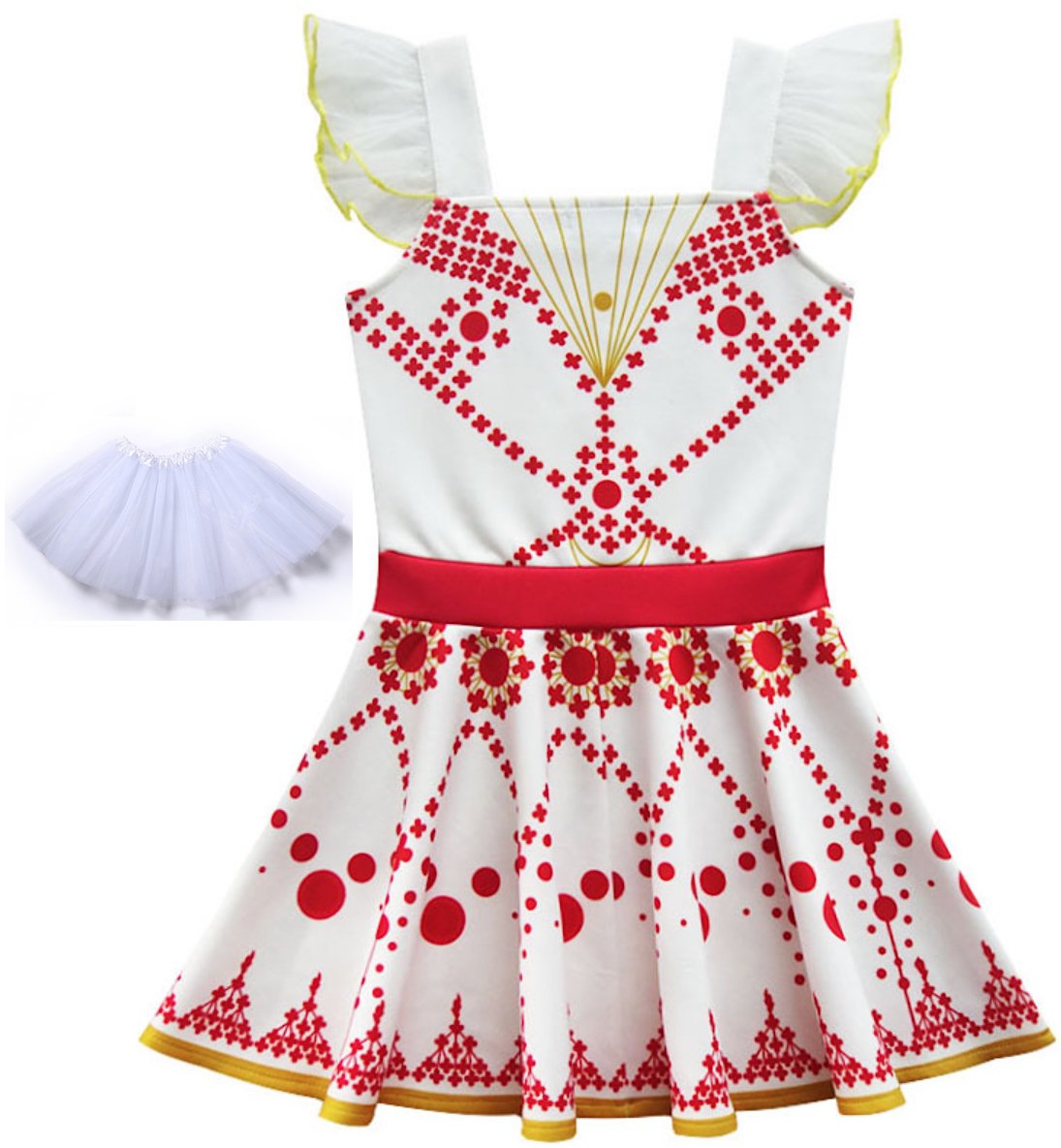 Simile Bailarina - Vestido para niña con mono de carnaval, Cosplay BALLER01, Color blanco., 110 cm