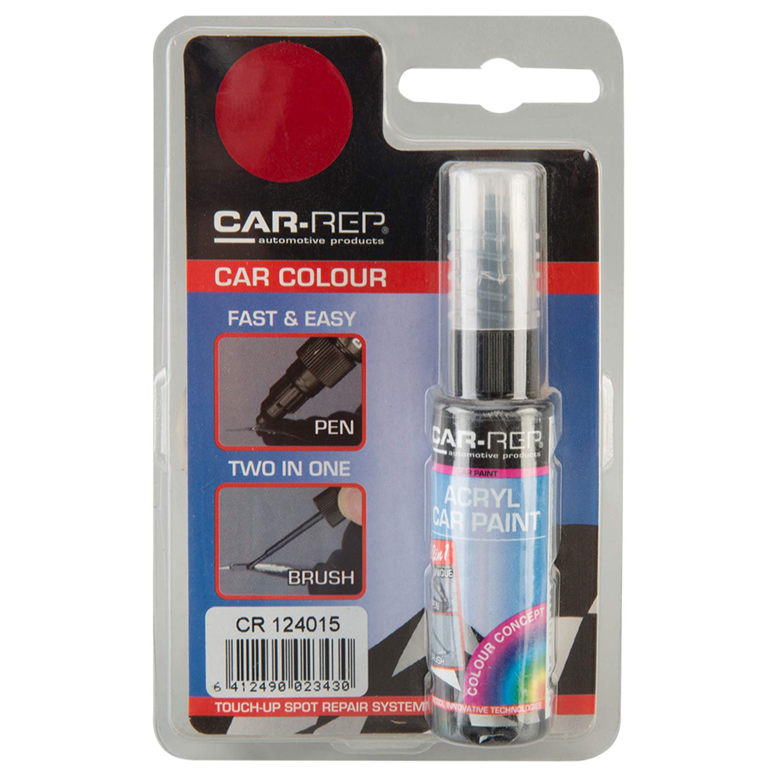Car-Rep 124015 Touch Up Pen - Red, 12 ml