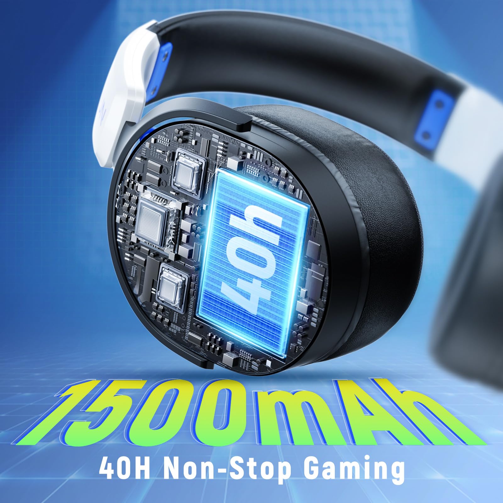 Buwnia Wireless Gaming Headset, Ps5 Headset for PC Ps5 Ps4 Switch, 2.4GHz Lossless Audio Gaming Headsets, Bluetooth 5.3 Gaming Headphone with Noise Canceling Mic & 40H Battery, RGB Light — view 8