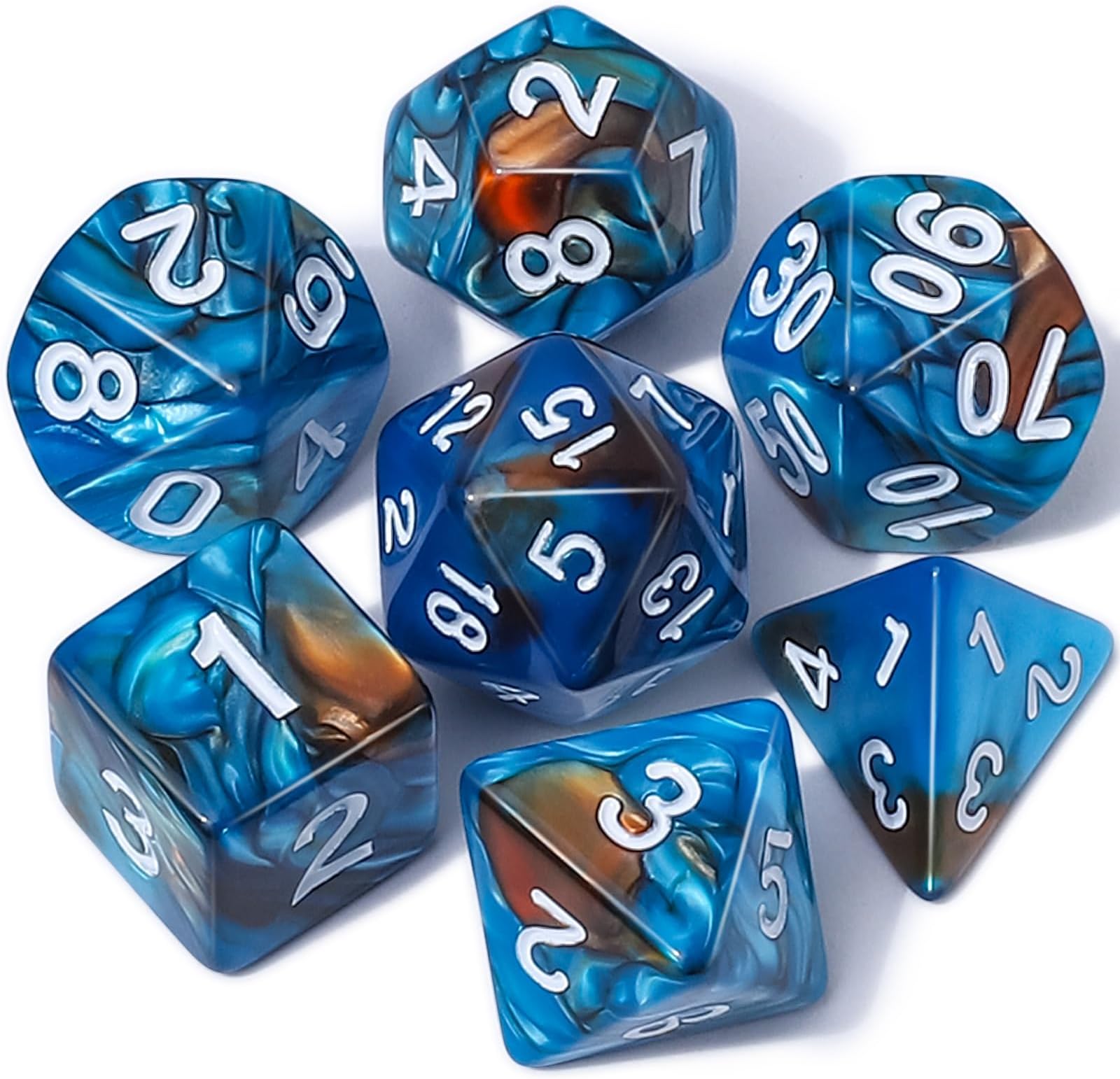 CiaraQ DND Polyhedral Dice Set with a Black Dice Bag for D&D RPG MTG Role Playing Table Games