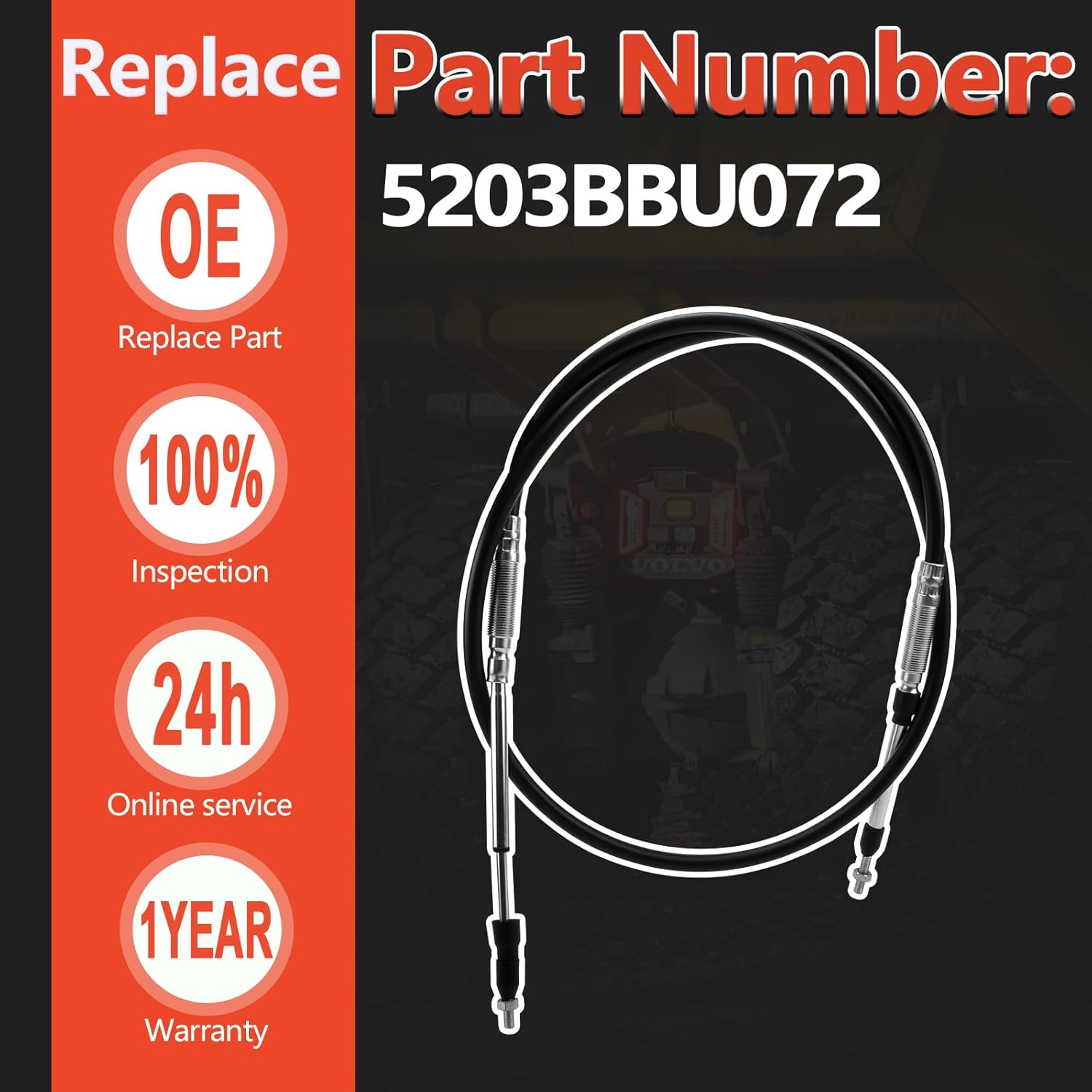 compatible 72" Universal Control Cable Fit for Products 5200 Series Mount PTO Valve Dump Truck 5203BBU072