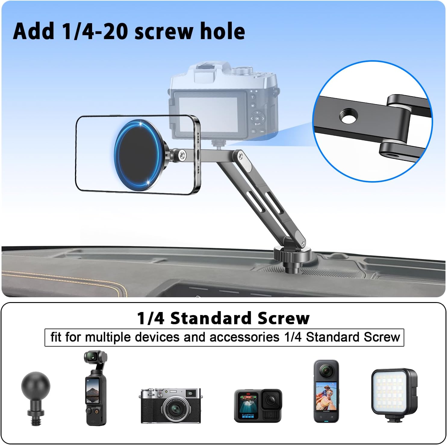 Magnetic Phone Mount for Ford Bronco 2021-2026 2/4 Door, Aluminum Alloy Phone Holder, MagSafe Phone Mount for iPhone 12-17 Series, for Ford Bronco Accessories, OEM Screws Dash Mount Install