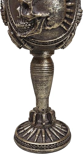 Miniatura 6 de Ebros Gift Esqueleto de perro de guerra, cráneo, bala con pinchos, calavera Mohawk, copa de vino, cáliz para servir Osario, Macabra Decoración de